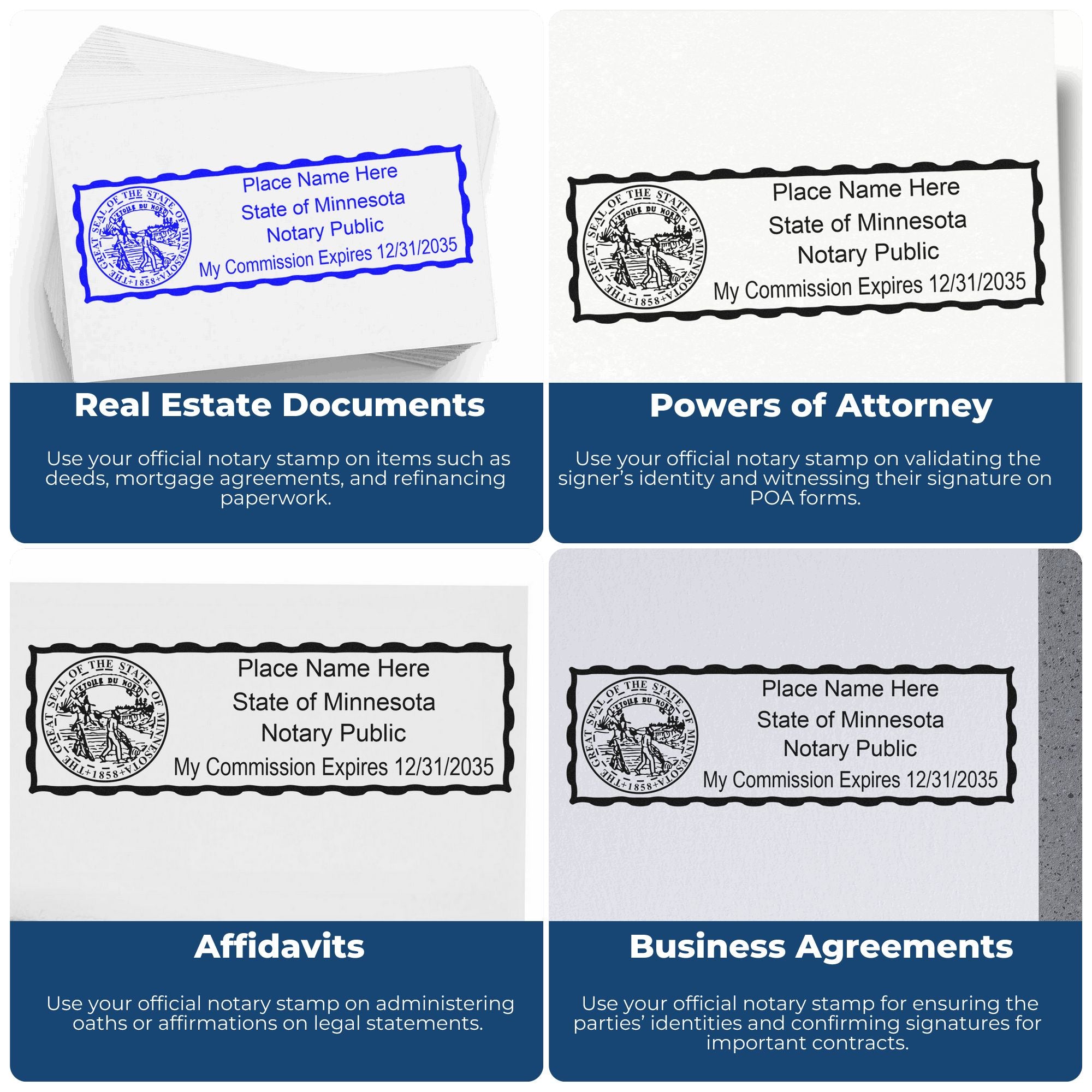 Rectangular Self Inking Minnesota Notary Stamp and Hybrid Seal Embosser Kit - Engineer Seal Stamps