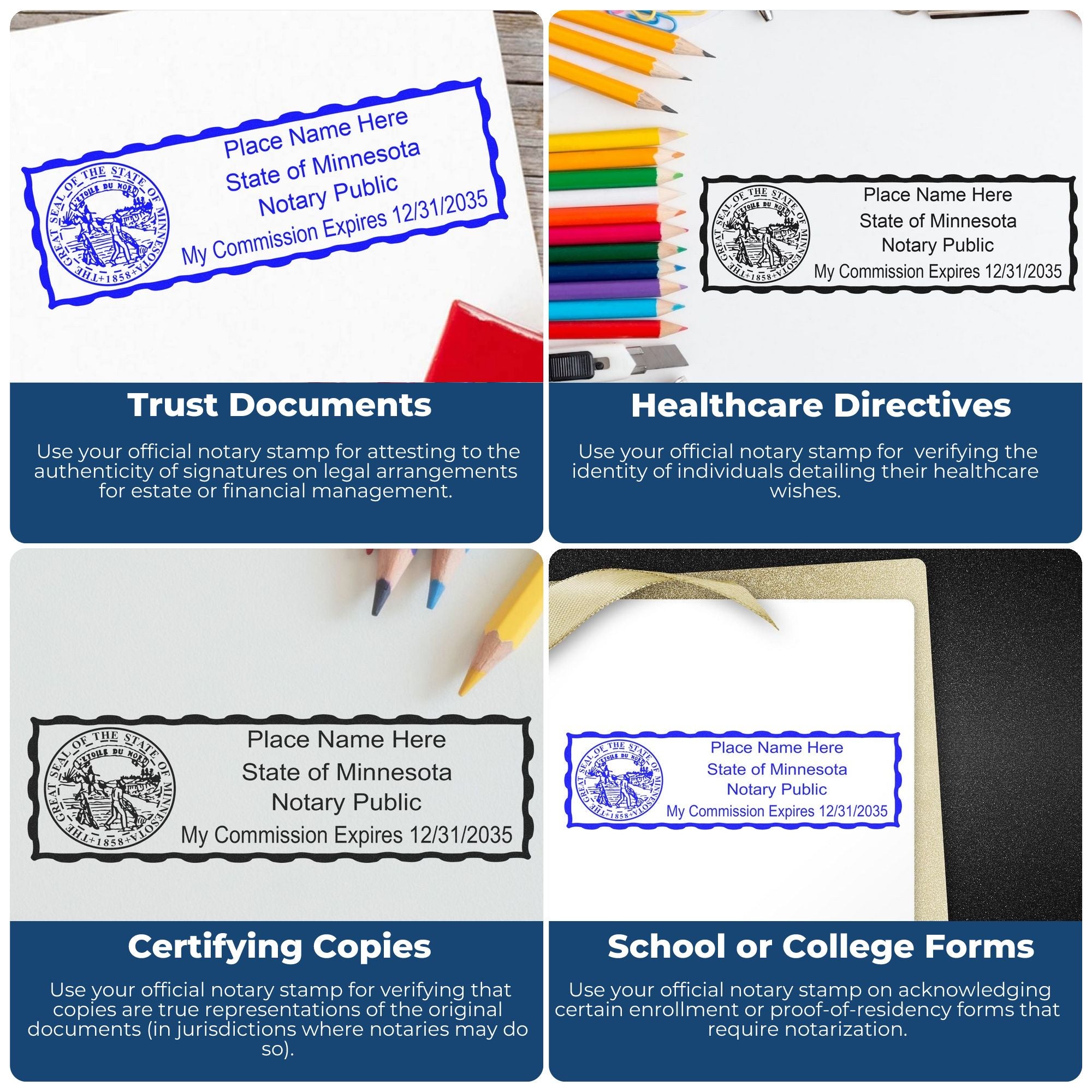 Minnesota Notary Stamp and Seal Bundle Kit for MN Notaries - Engineer Seal Stamps