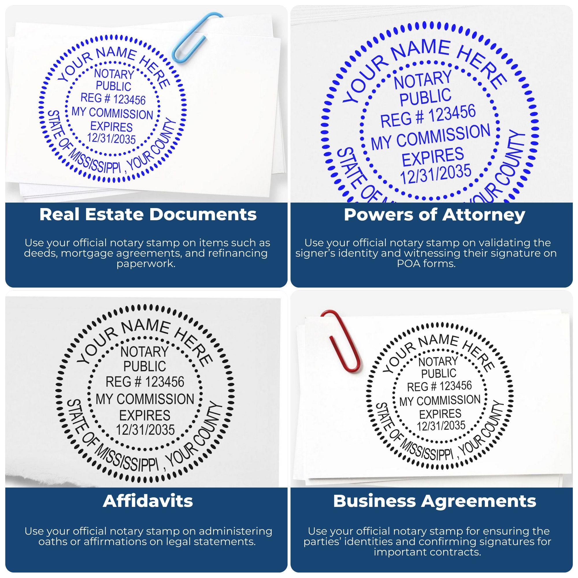 Portable MS Notary Seal and Stamp Kit for Mississippi Notary - Engineer Seal Stamps