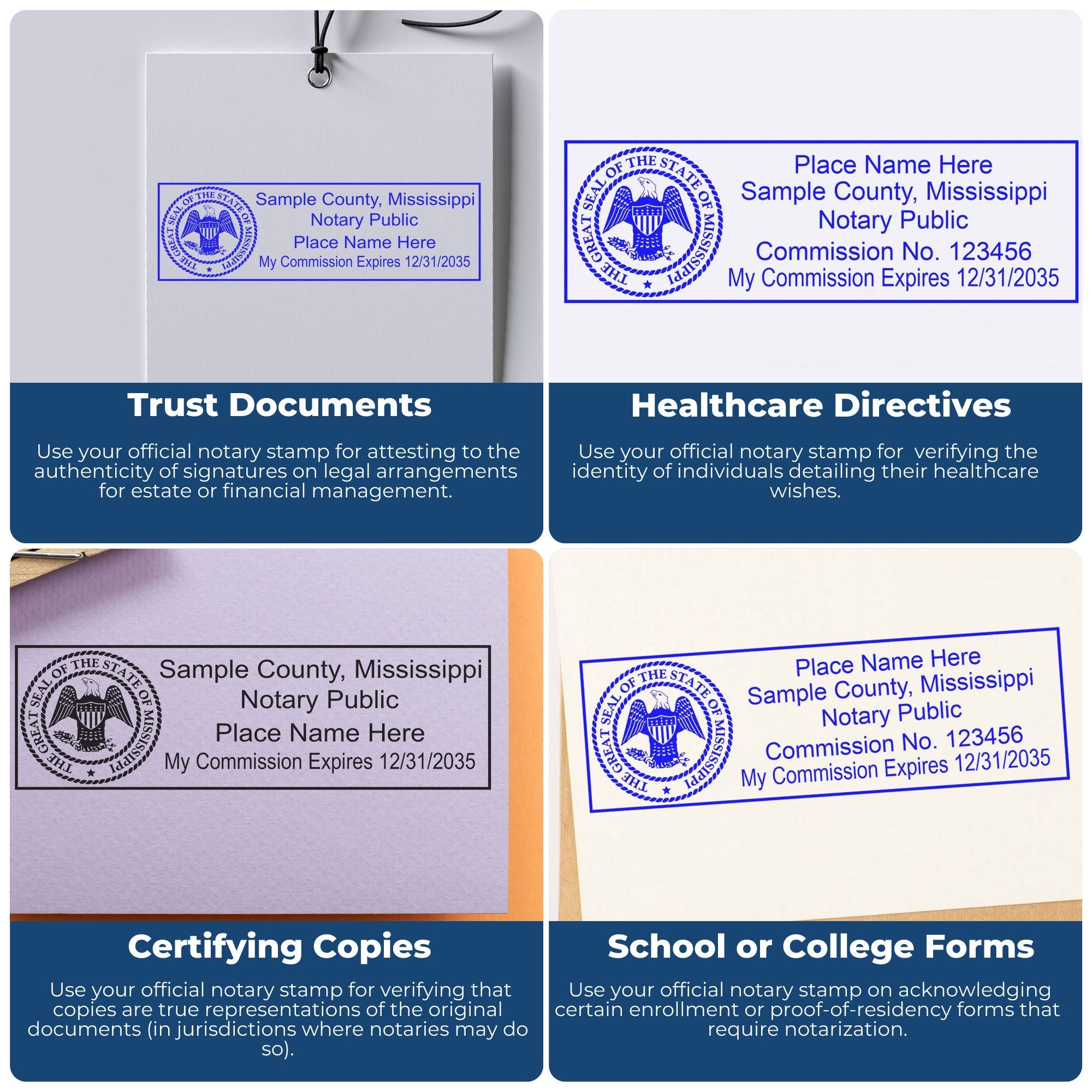 Rectangular Self Inking Mississippi Notary Stamp and Mississippi Notary Soft Seal - Engineer Seal Stamps