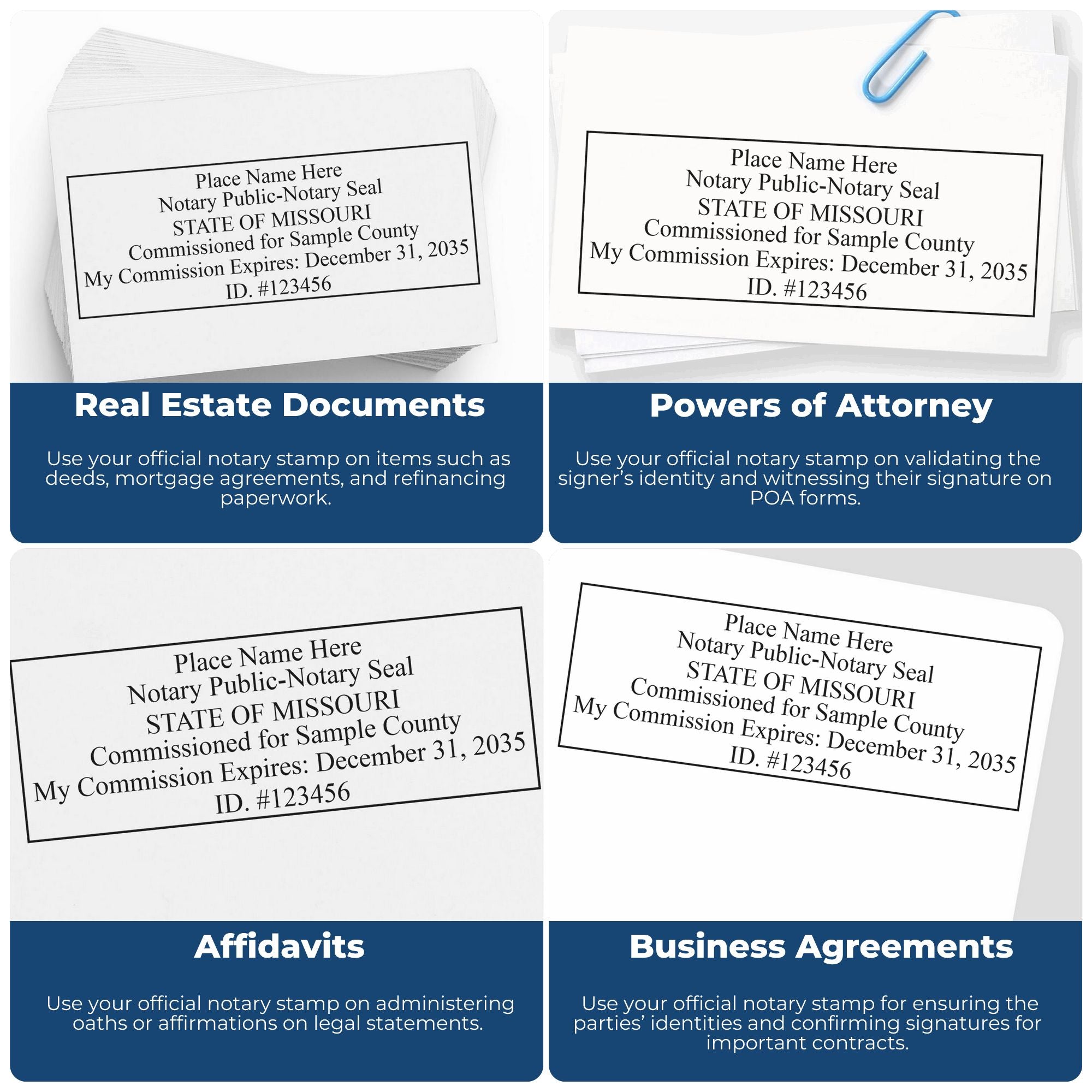 Missouri Notary Stamp and Missouri Notary Seal Bundle Kit with Soft Seal and Rectangular Wood Stamp - Engineer Seal Stamps