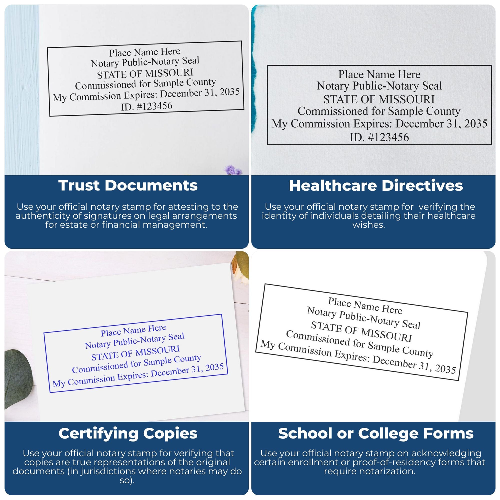 Rectangular Self Inking Missouri Notary Stamp and Missouri Notary Soft Seal - Engineer Seal Stamps