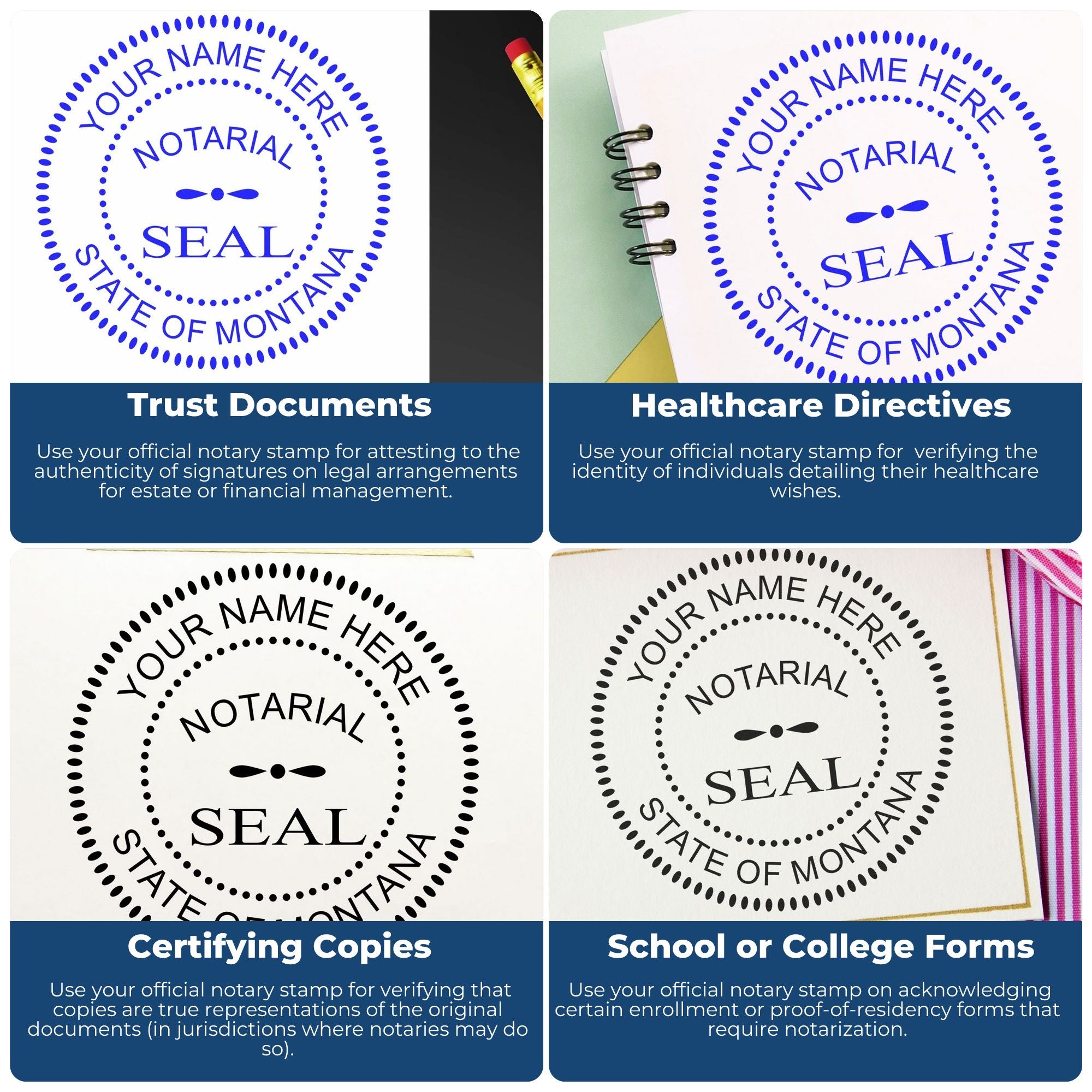 Montana Round Notary Kit with Rubber Stamps - Engineer Seal Stamps