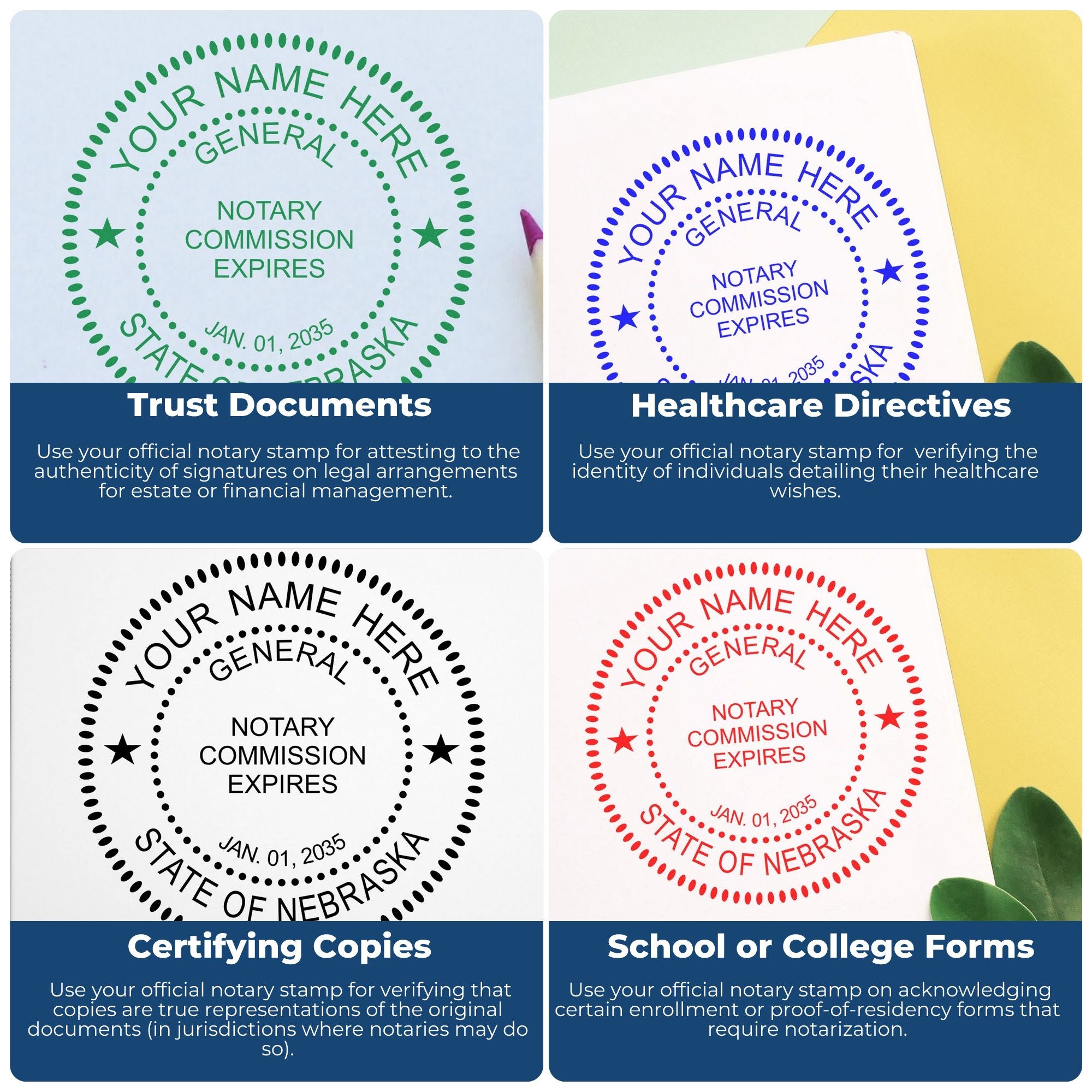 Nebraska Round Notary Kit with Rubber Stamps - Engineer Seal Stamps
