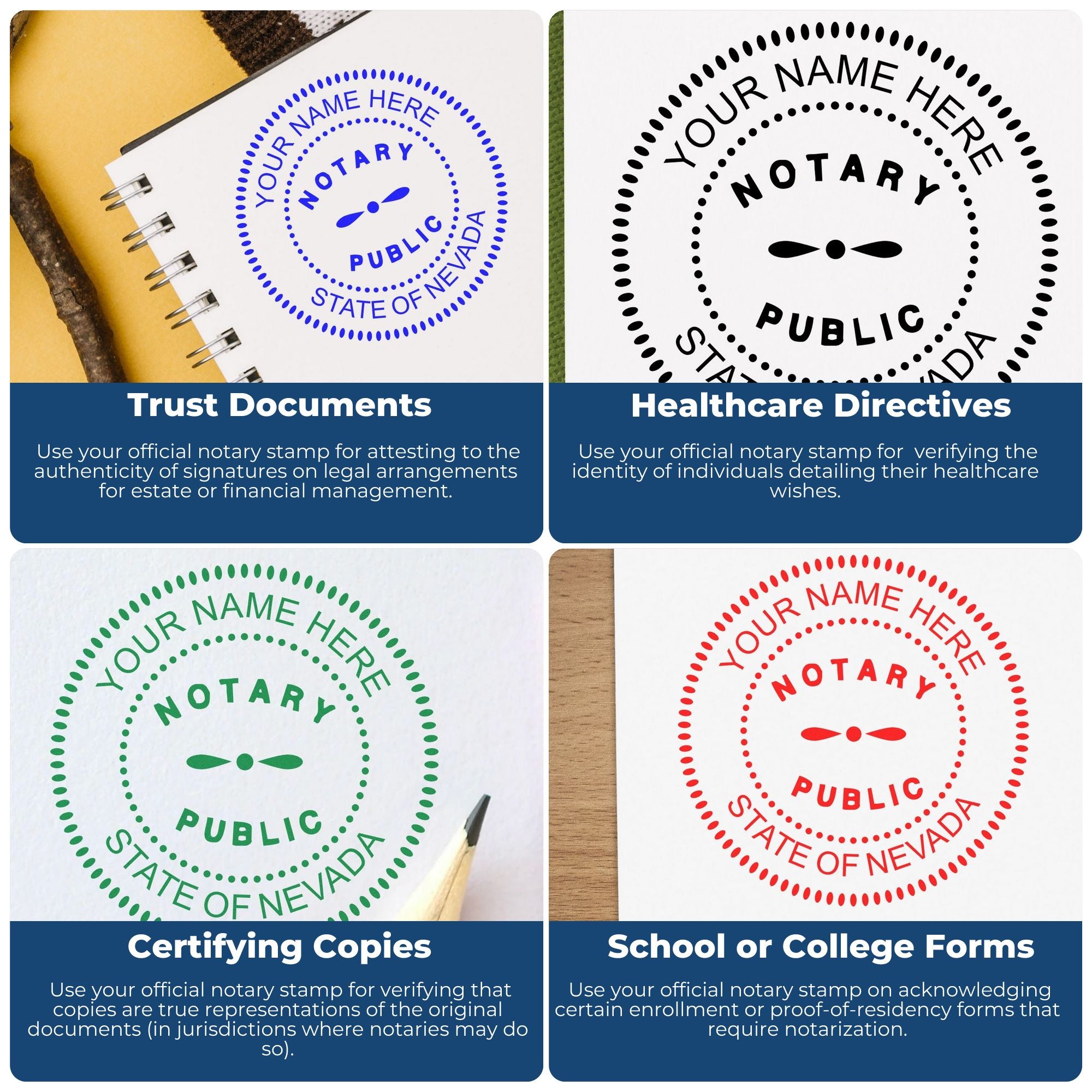 Nevada Round Notary Kit with Rubber Stamps - Engineer Seal Stamps