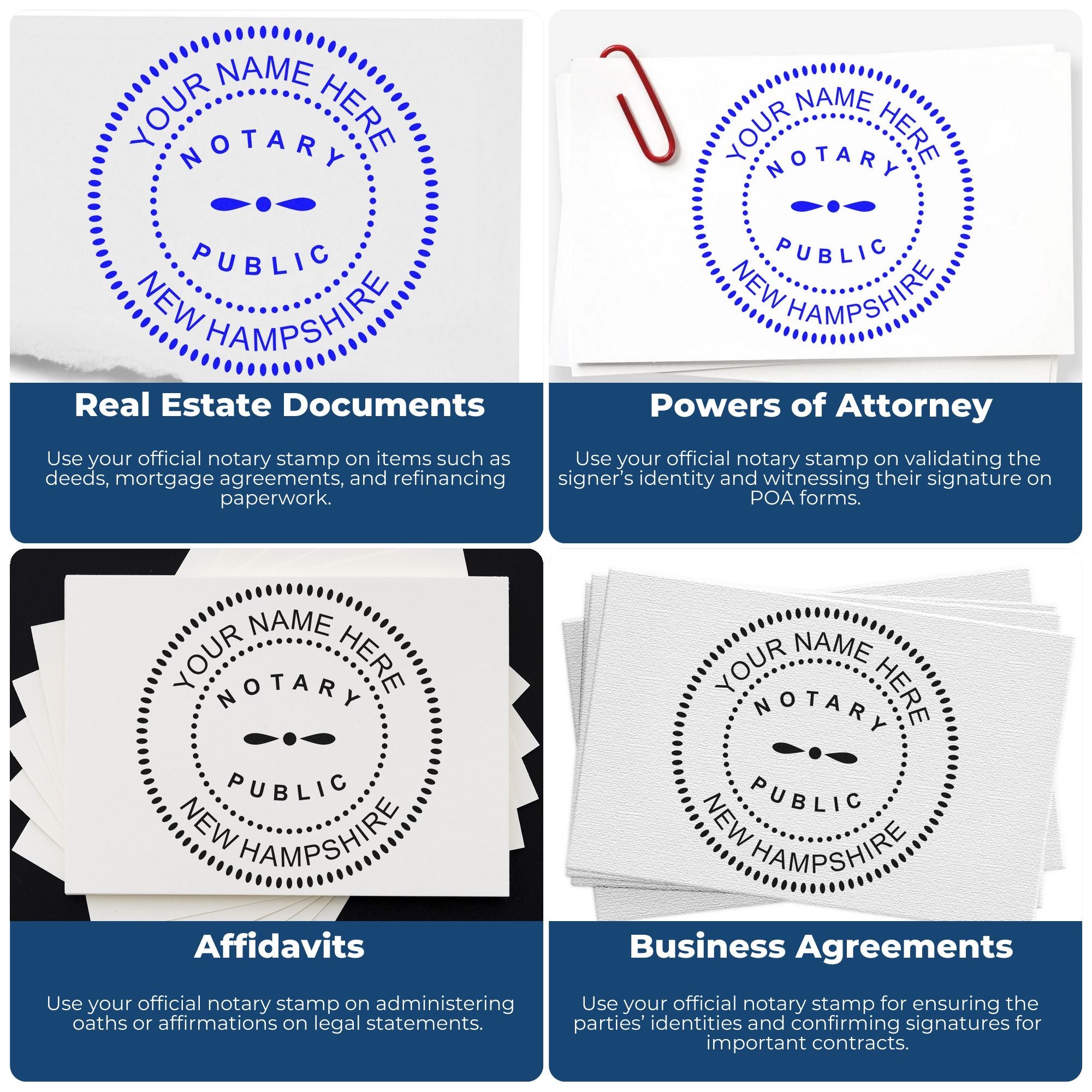 New Hampshire Notary Stamp and Seal Bundle with Notary Desk Seal and Round Wood Notary Stamp - Engineer Seal Stamps