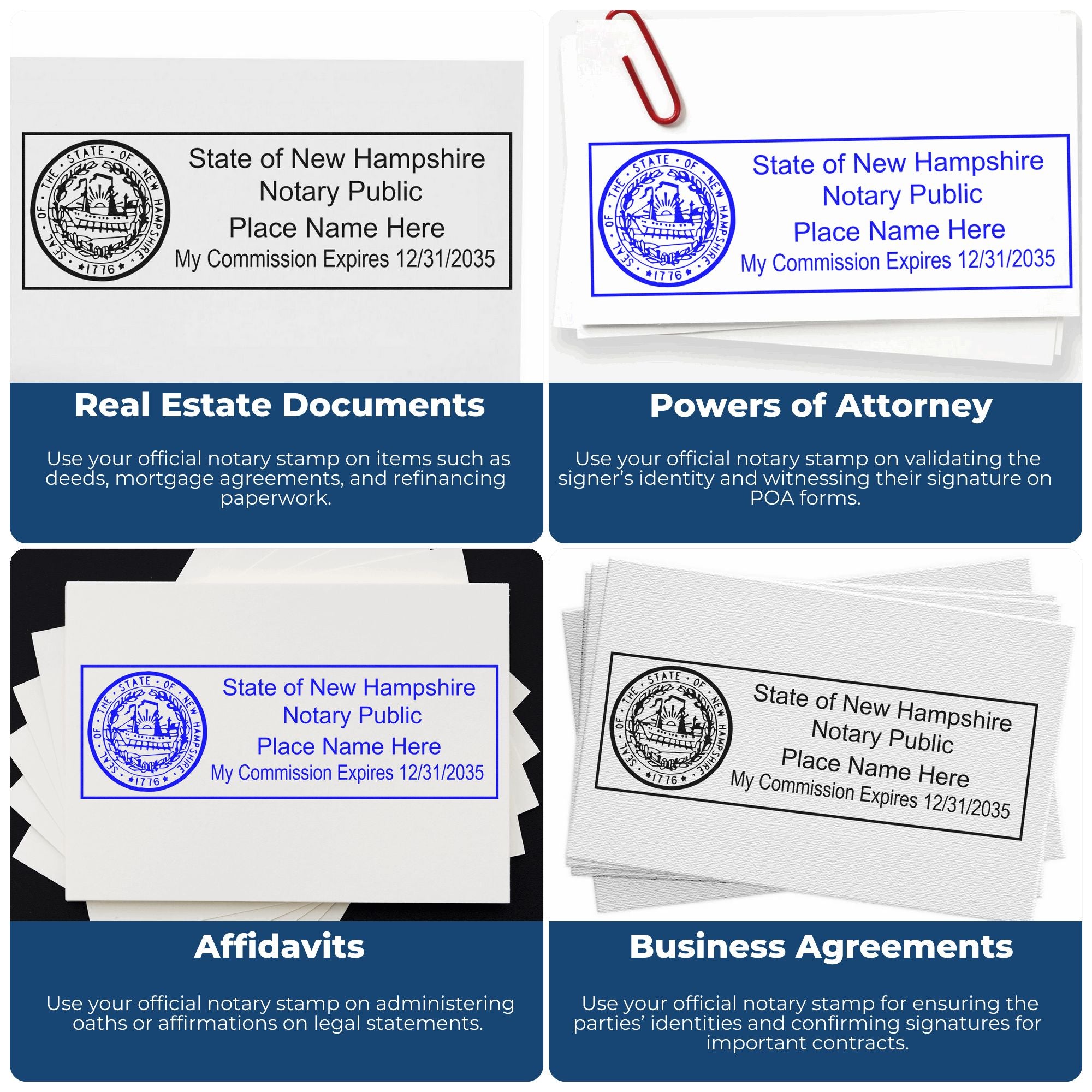 New Hampshire Notary Stamp and New Hampshire Notary Seal Bundle Kit with Soft Seal and Rectangular Wood Stamp - Engineer Seal Stamps