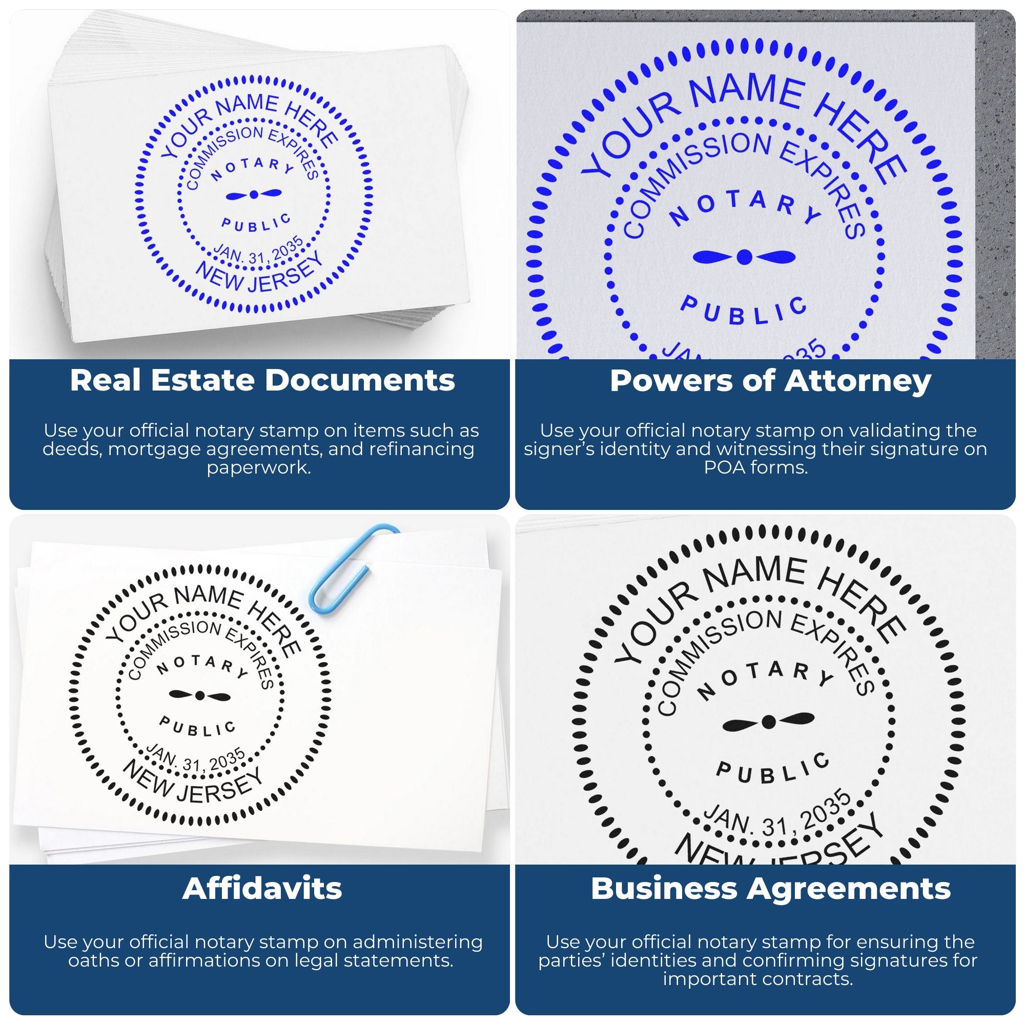 New Jersey Notary Stamp and Seal Bundle with Notary Desk Seal and Round Wood Notary Stamp - Engineer Seal Stamps