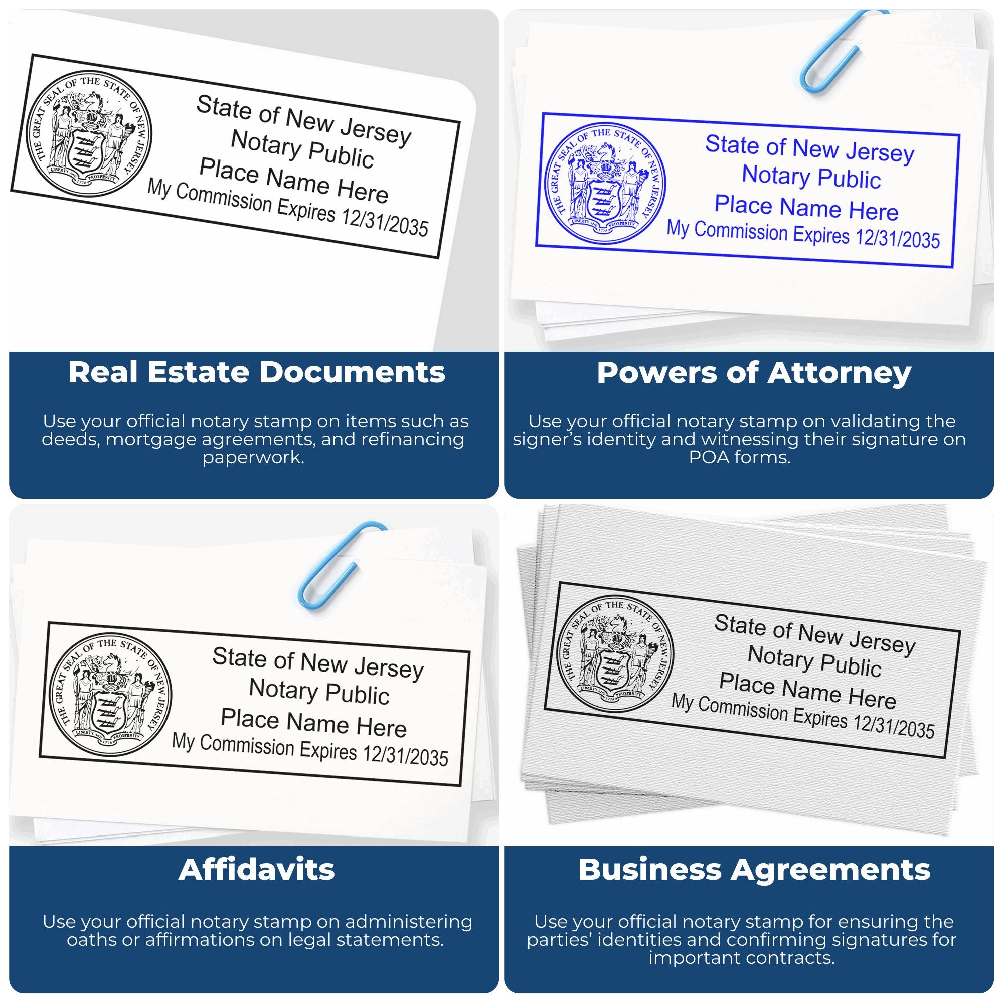 Rectangular Self Inking New Jersey Notary Stamp and Hybrid Seal Embosser Kit - Engineer Seal Stamps