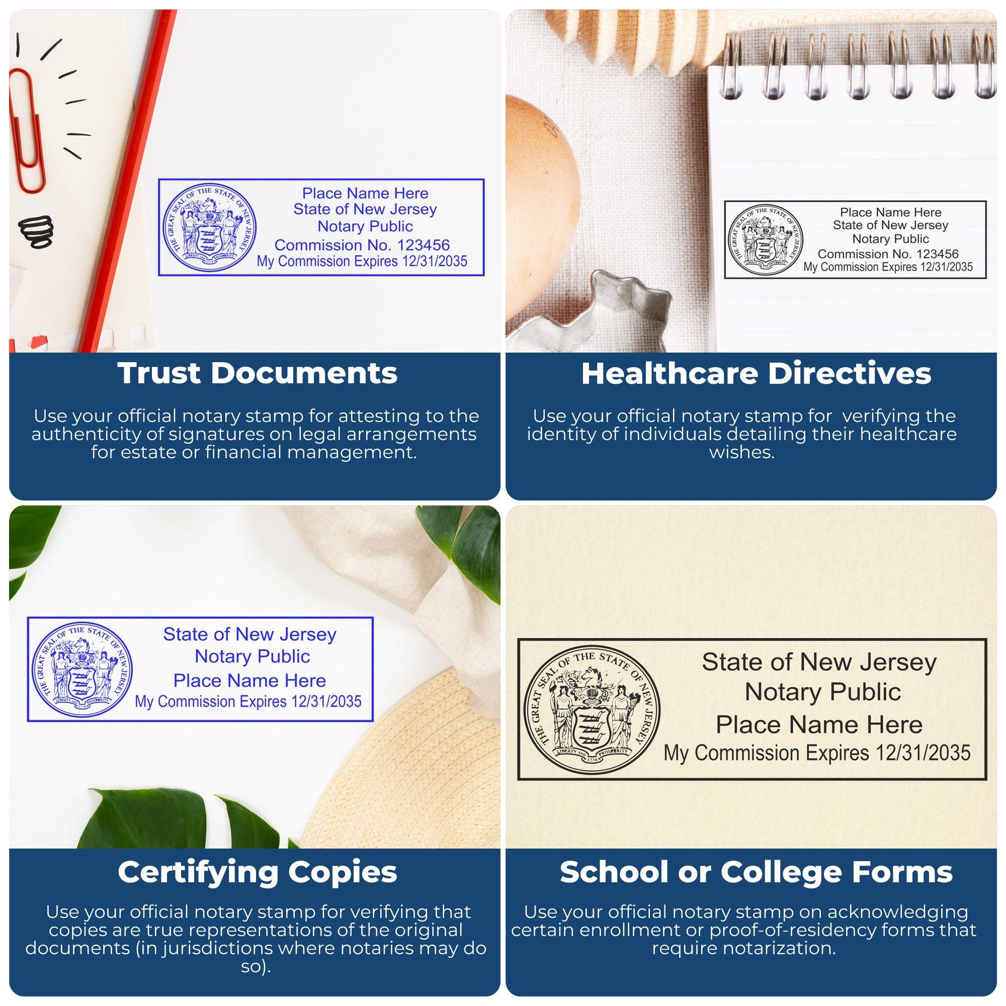 Rectangular MaxLight Notary Stamp NJ and New Jersey Notary Public Desk Seal Embosser Kit - Engineer Seal Stamps