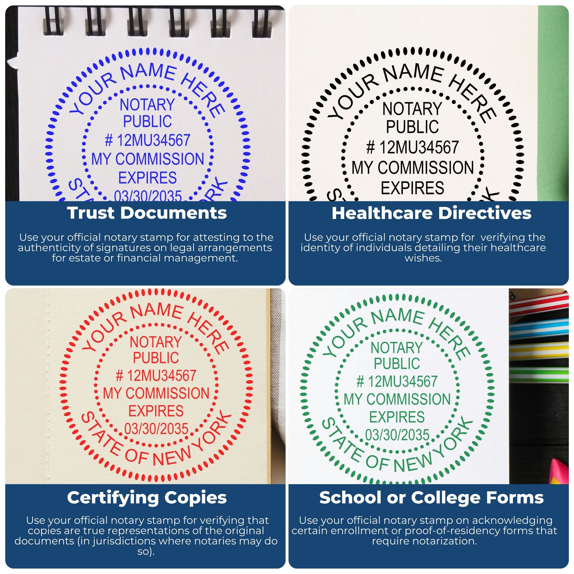 New York Round Notary Kit with Rubber Stamps - Engineer Seal Stamps