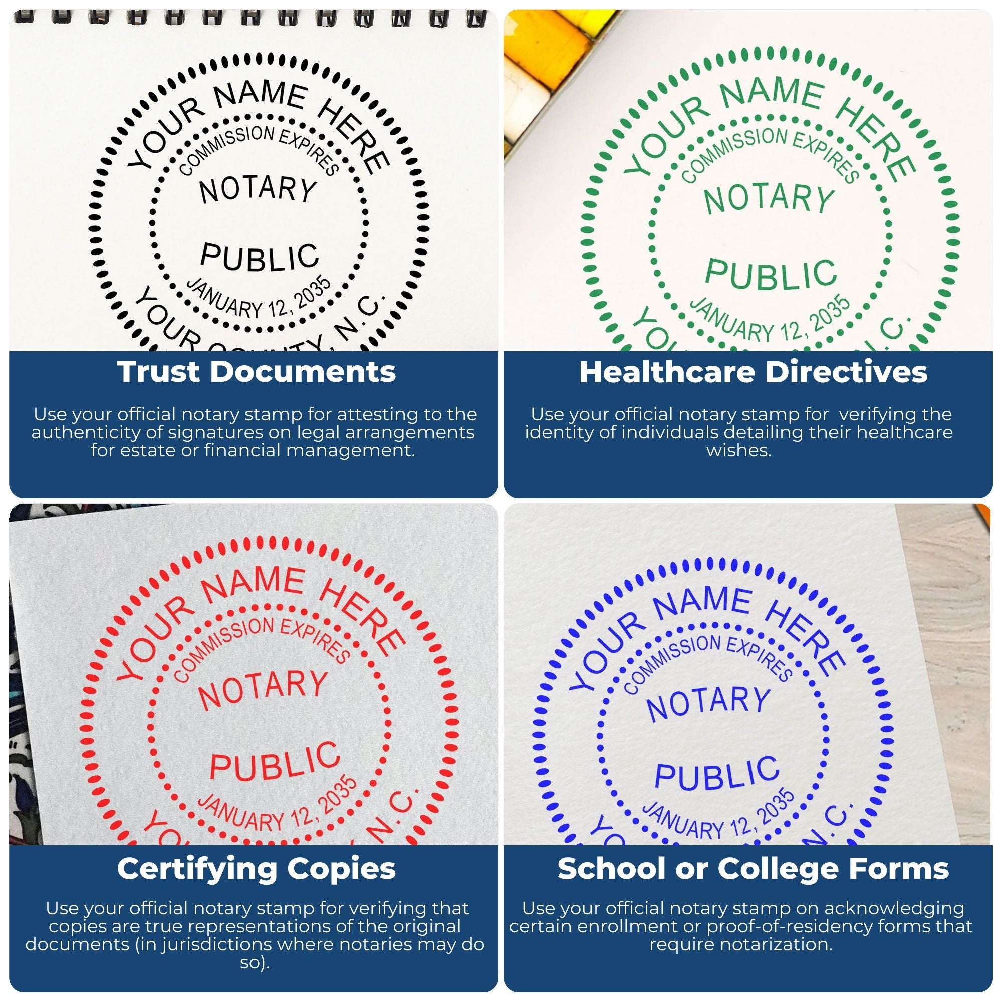 North Carolina Hybrid Notary Seal and NC Round Notary Stamp - Engineer Seal Stamps