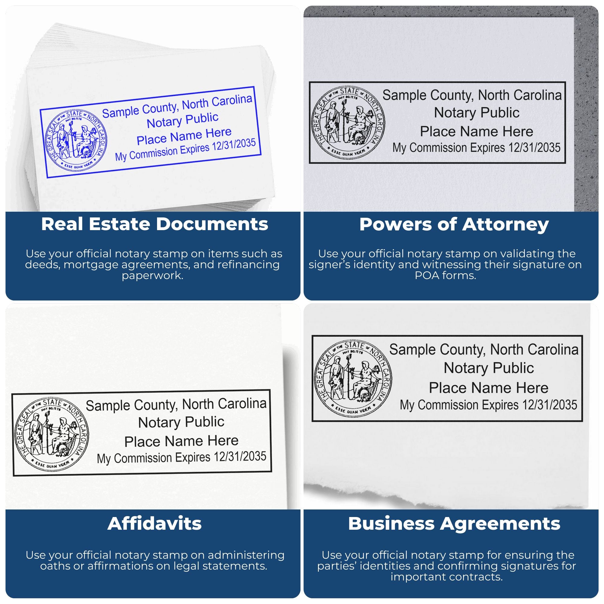 Rectangular Self Inking North Carolina Notary Stamp and Hybrid Seal Embosser Kit - Engineer Seal Stamps