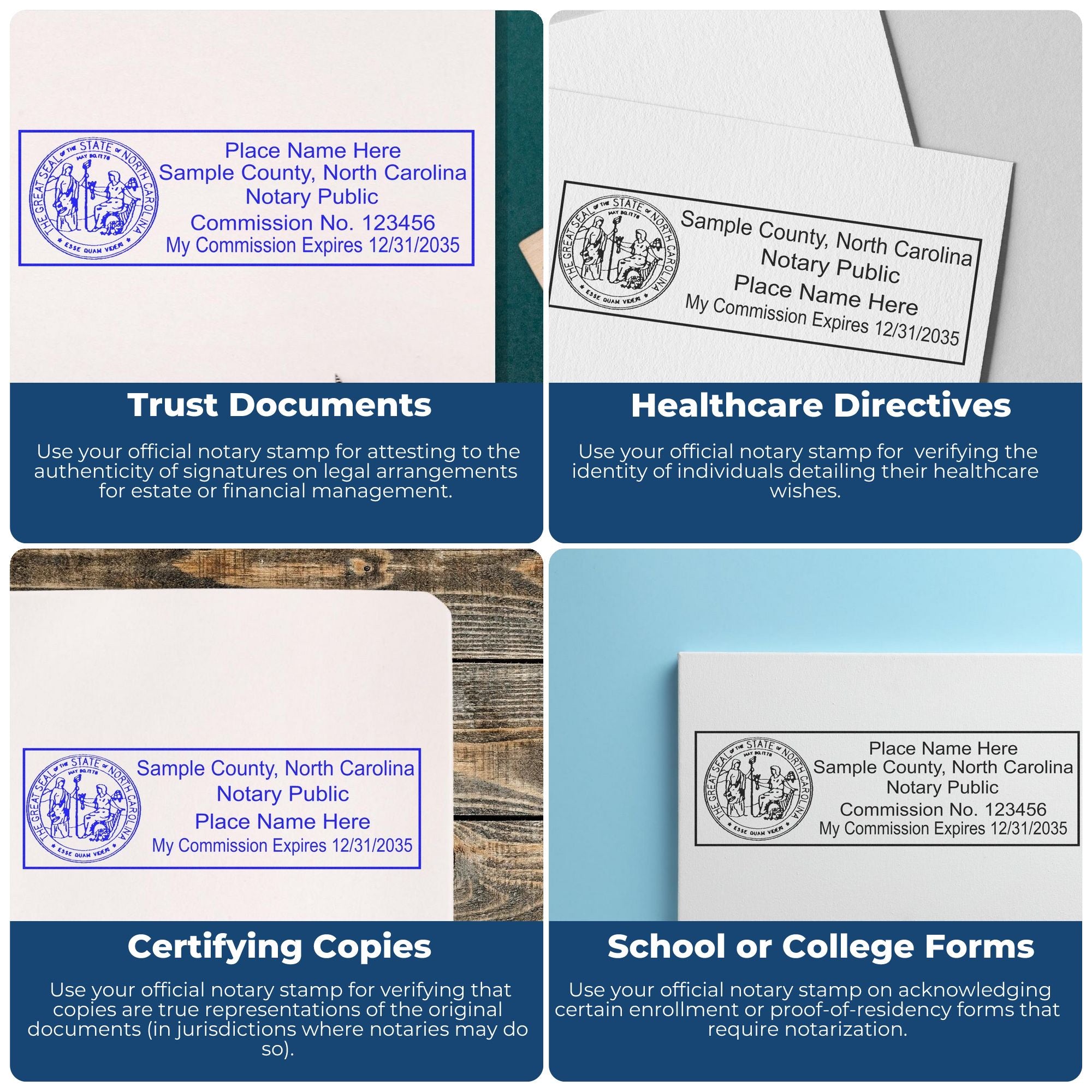 Rectangular MaxLight Notary Stamp NC and North Carolina Notary Public Desk Seal Embosser Kit - Engineer Seal Stamps