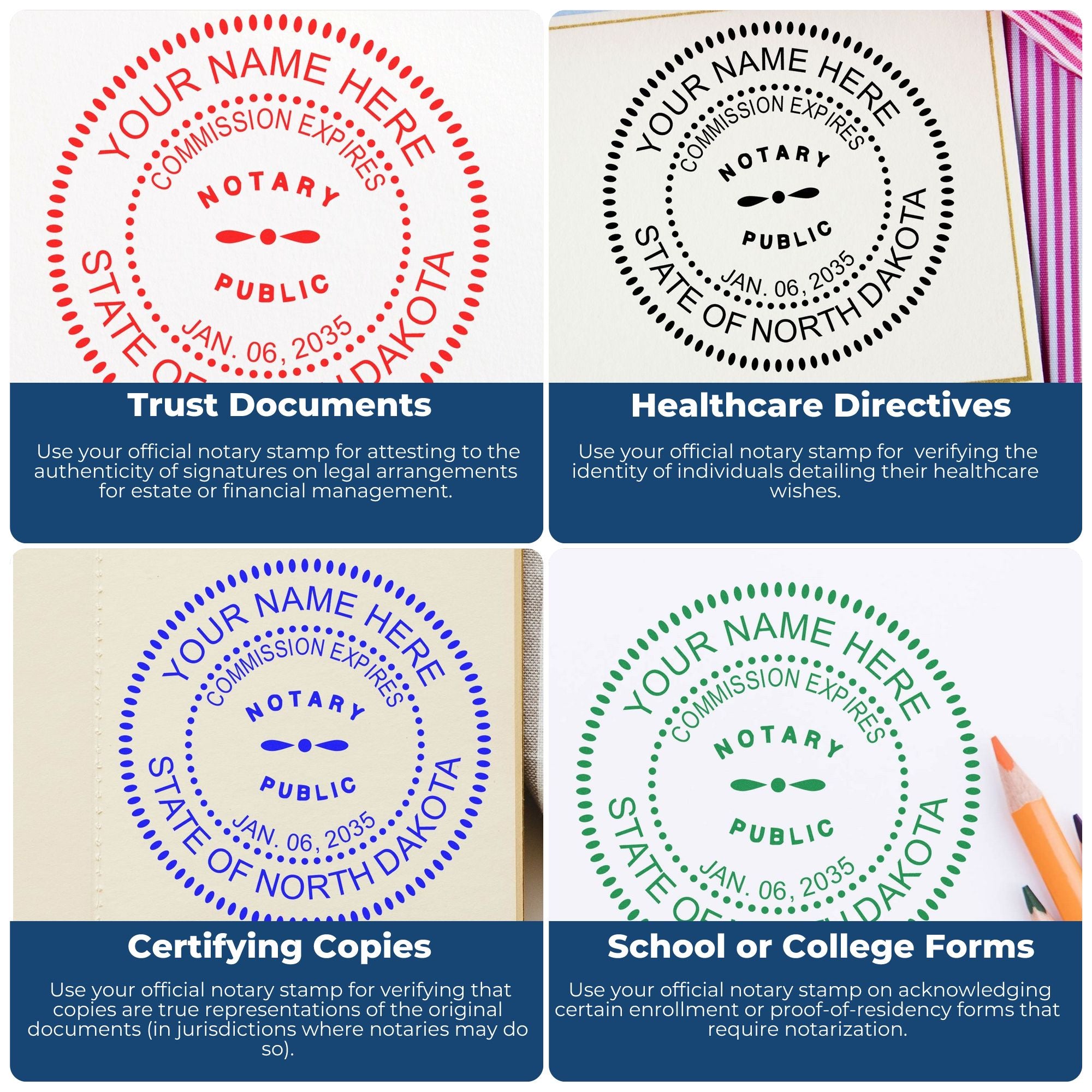 Self Inking Notary Supply Kit for North Dakota - Engineer Seal Stamps