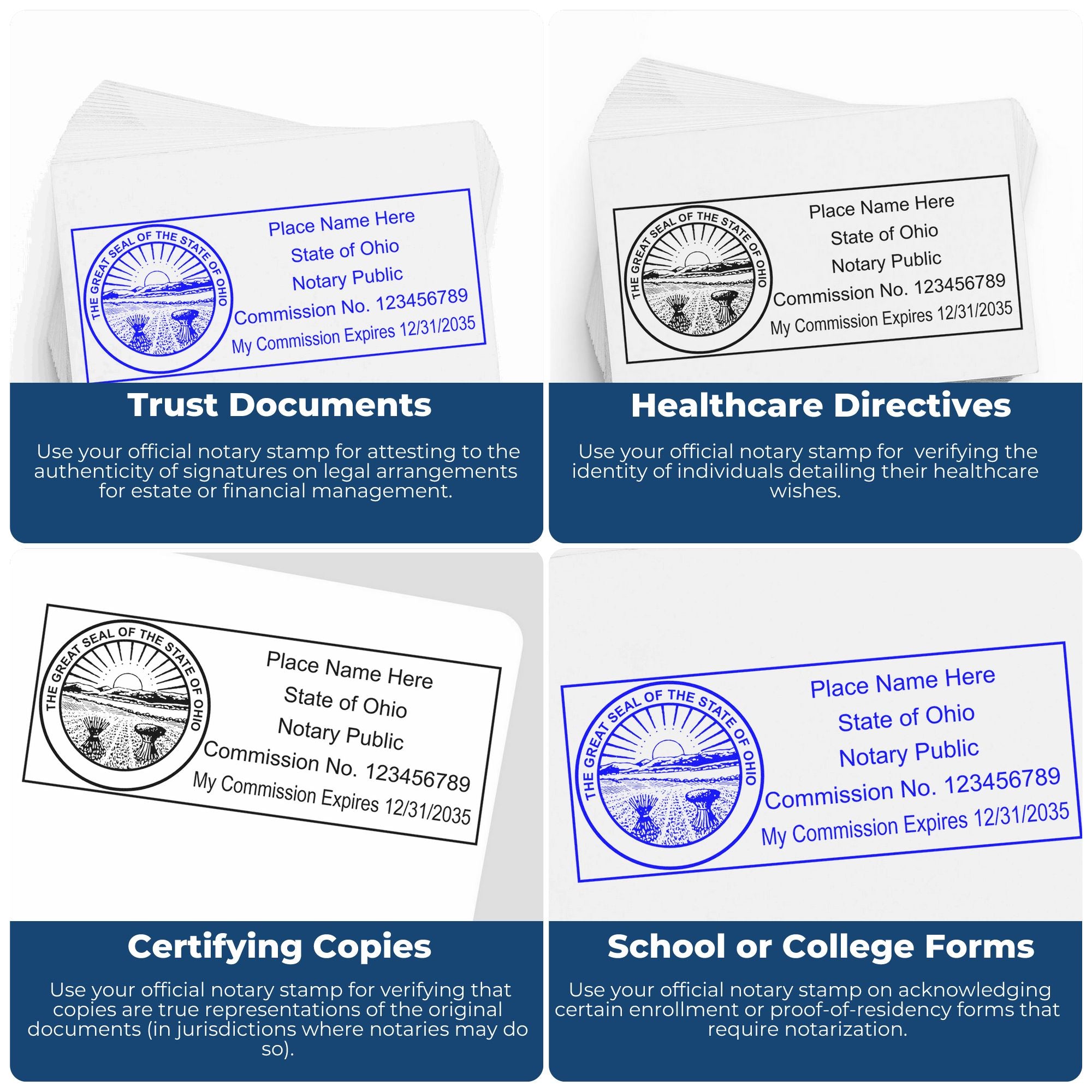 Rectangular MaxLight Notary Stamp OH and Ohio Notary Public Desk Seal Embosser Kit - Engineer Seal Stamps