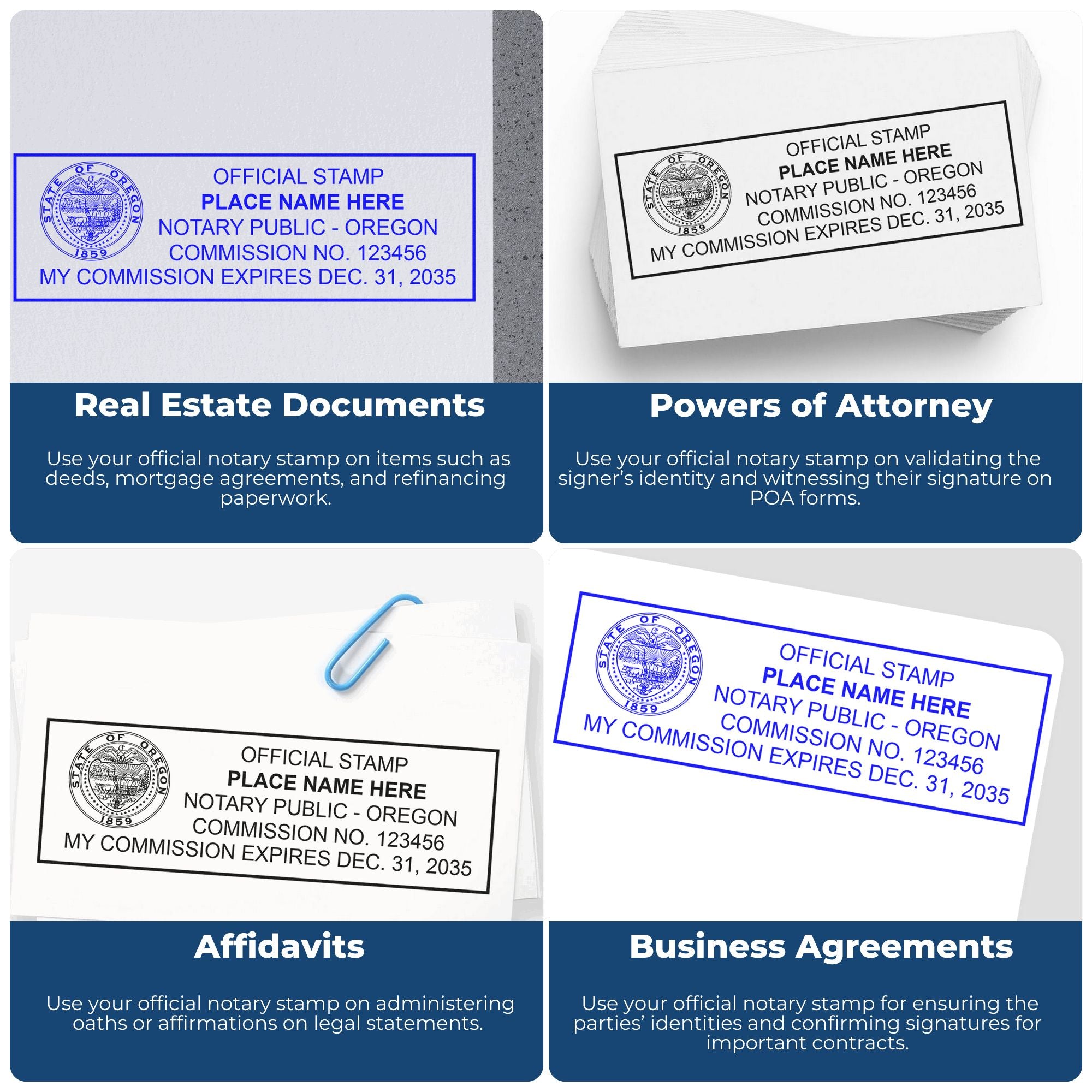 Rectangular Self Inking Oregon Notary Stamp and Hybrid Seal Embosser Kit - Engineer Seal Stamps