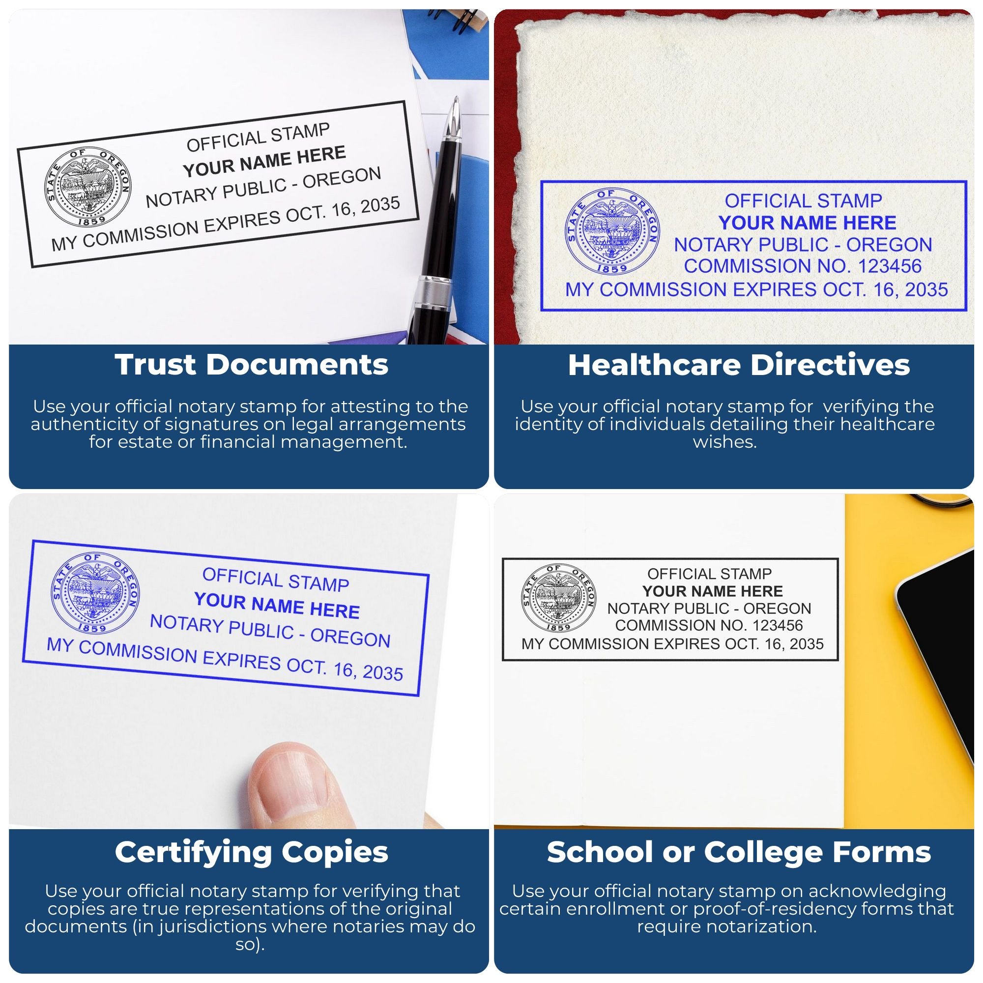 Rectangular MaxLight Notary Stamp OR and Oregon Notary Public Desk Seal Embosser Kit - Engineer Seal Stamps