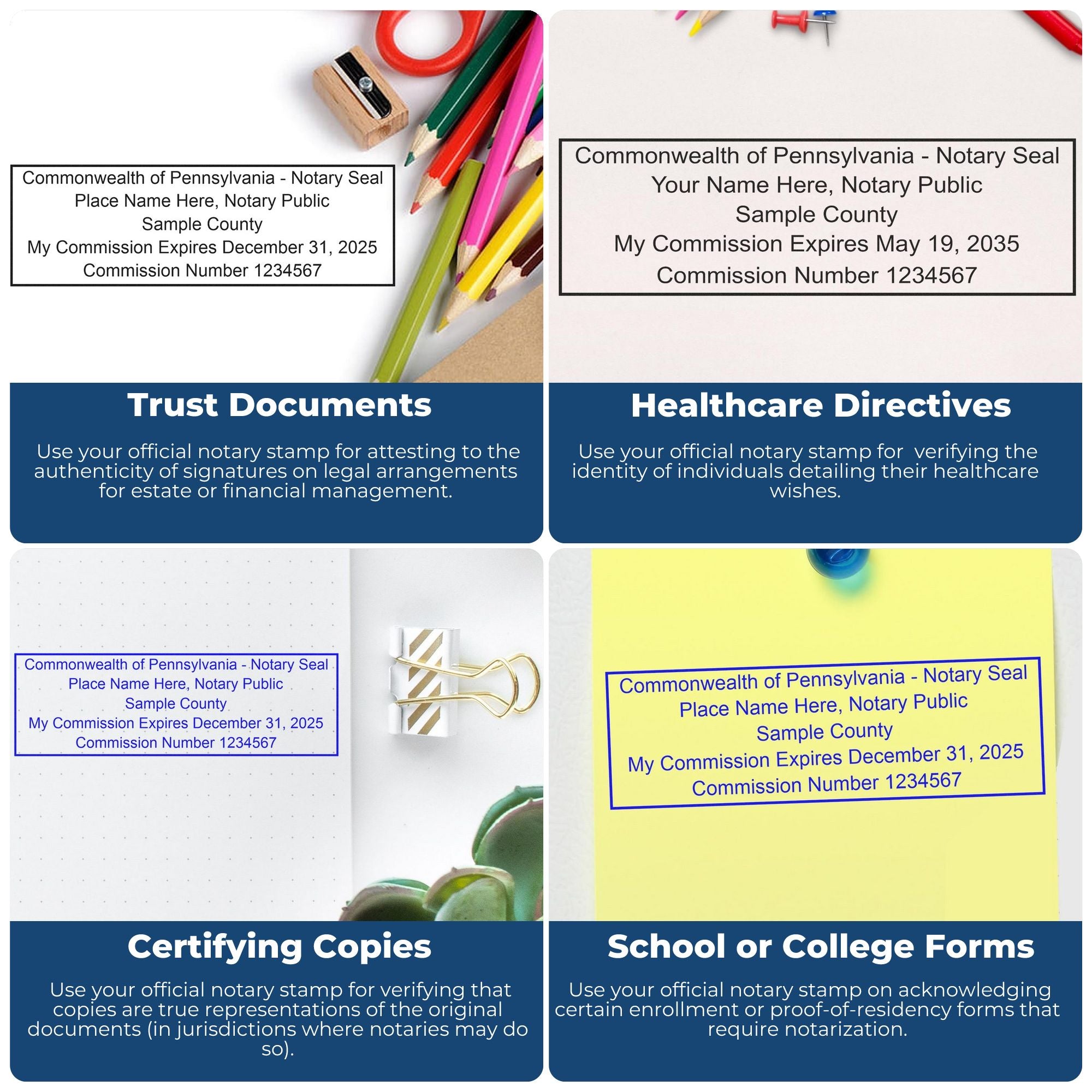 Rectangular MaxLight Notary Stamp PA and Pennsylvania Notary Public Desk Seal Embosser Kit - Engineer Seal Stamps