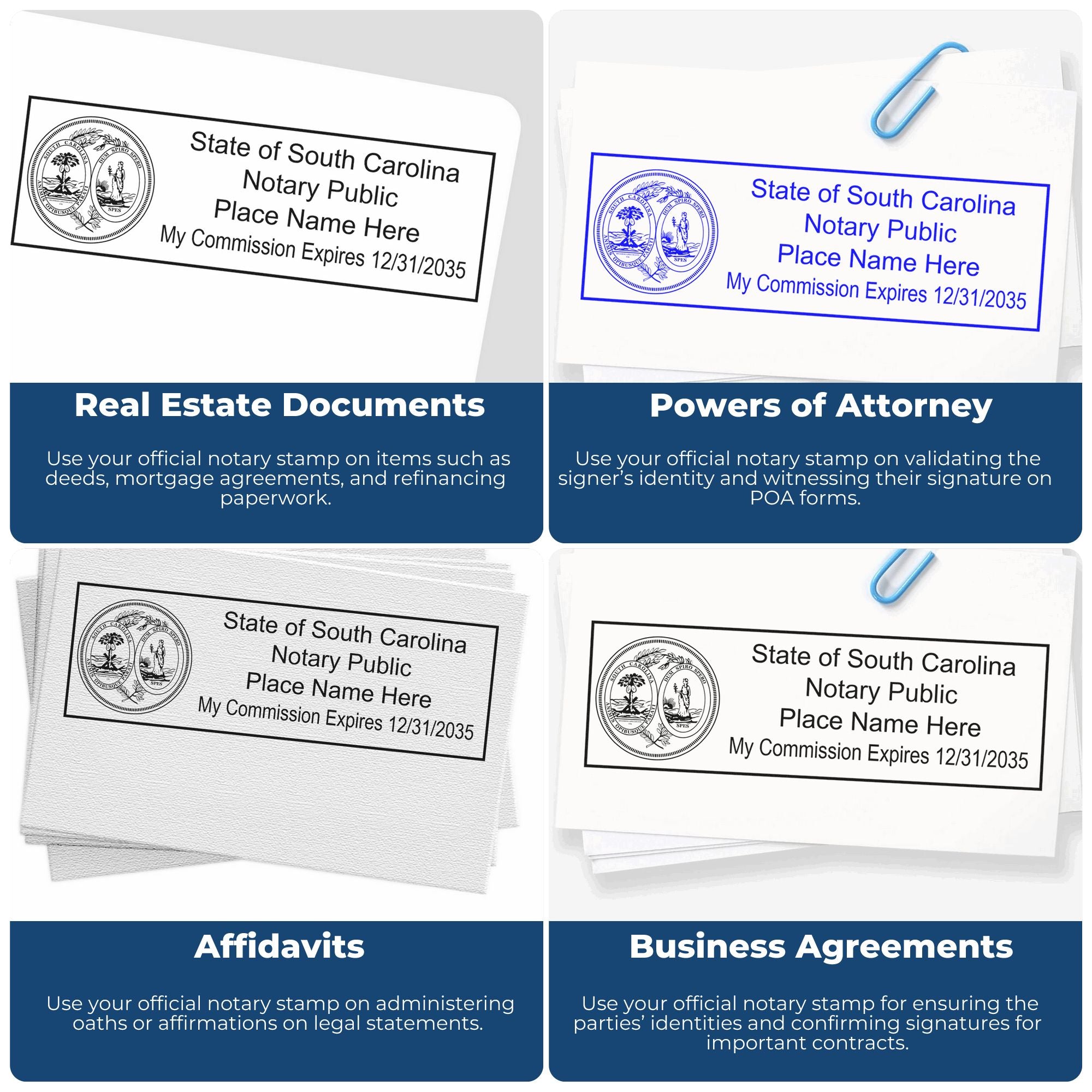 Rectangular PSI South Carolina Notary Stamp and South Carolina Notary Seal Bundle - Engineer Seal Stamps