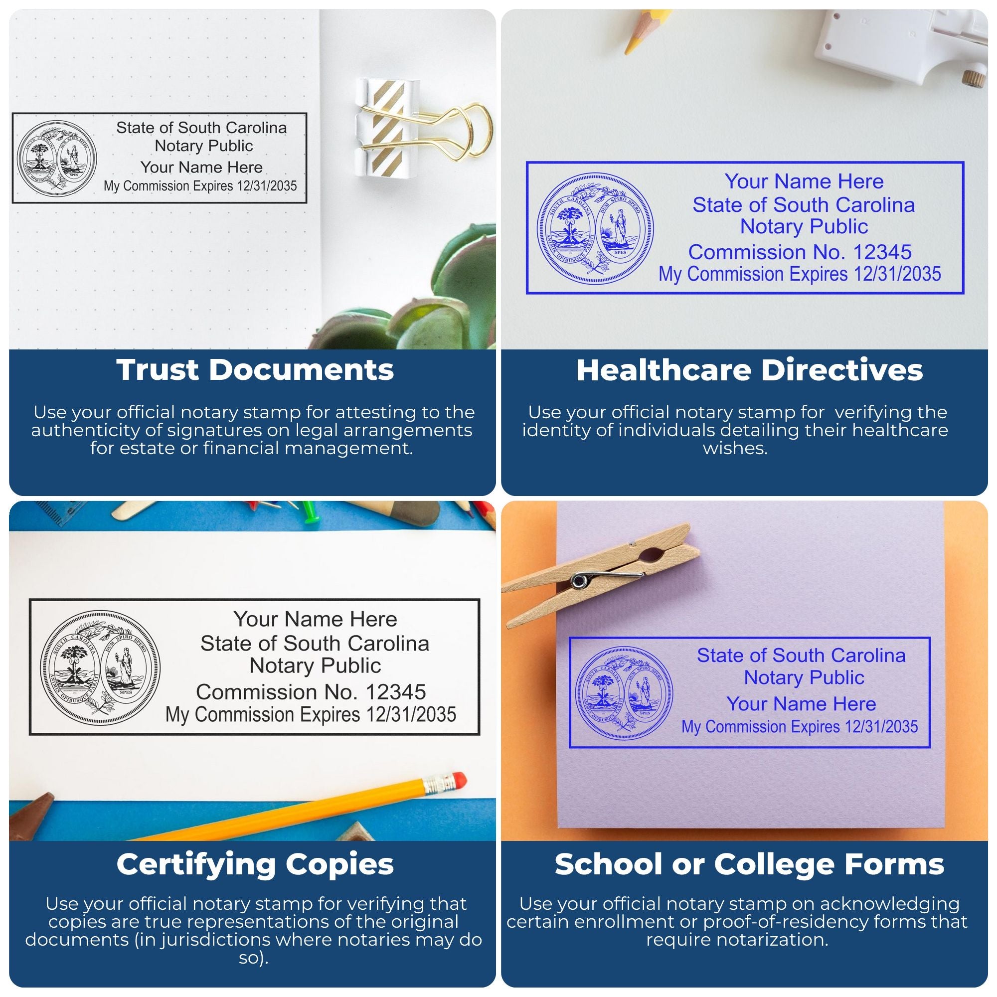 Rectangular Self Inking South Carolina Notary Stamp and South Carolina Notary Soft Seal - Engineer Seal Stamps