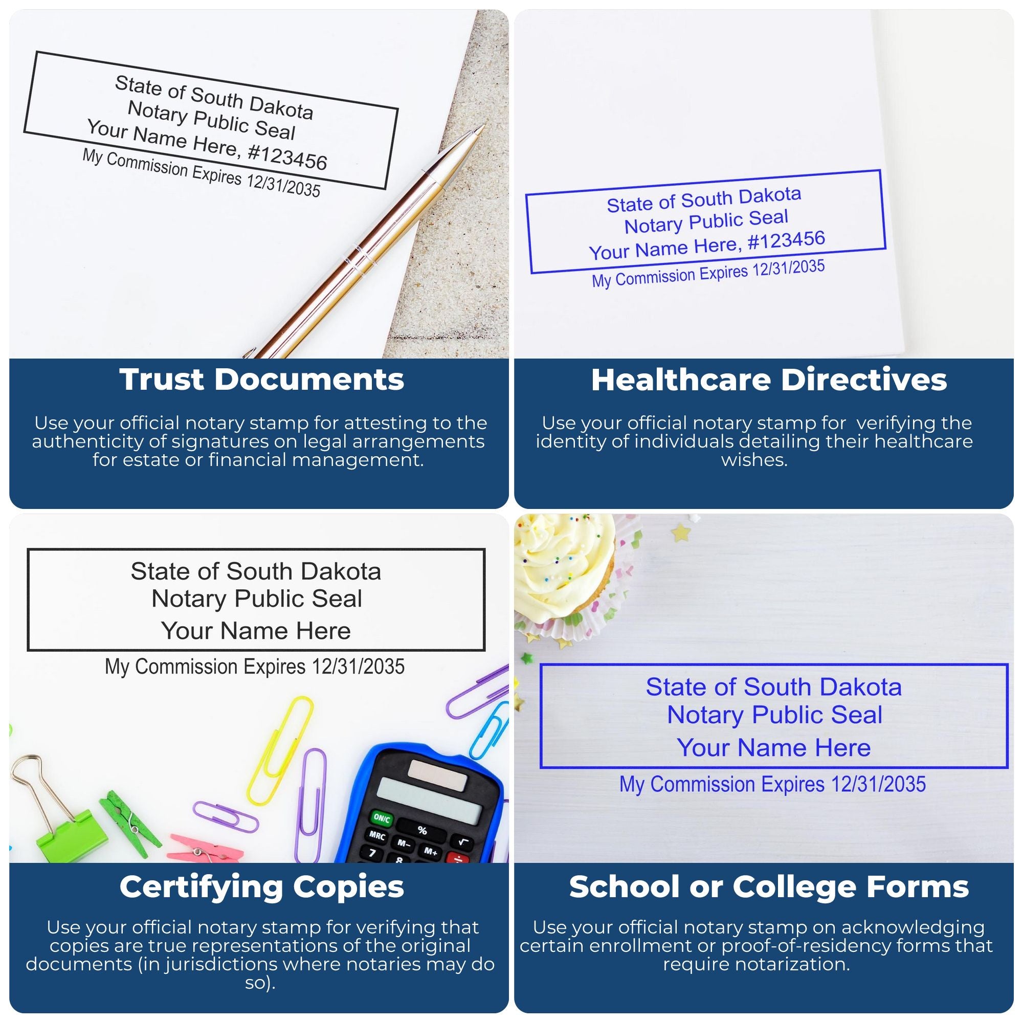 Rectangular Self Inking South Dakota Notary Stamp and South Dakota Notary Soft Seal - Engineer Seal Stamps