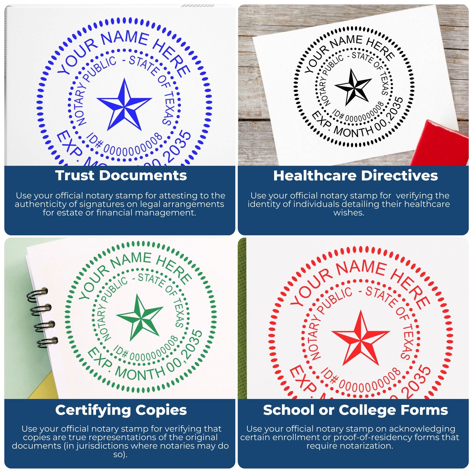 Texas Round Notary Kit with Rubber Stamps - Engineer Seal Stamps