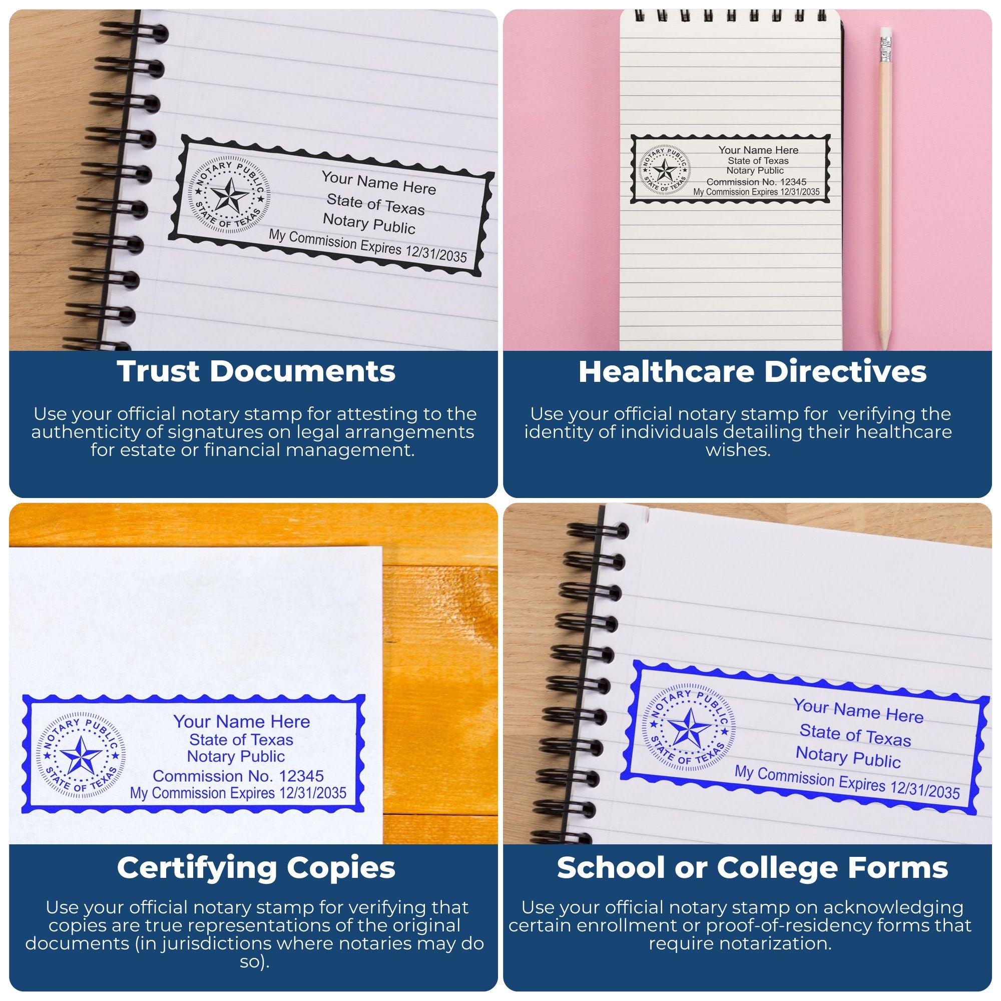 Texas Notary Stamp and Seal Bundle Kit for TX Notaries - Engineer Seal Stamps