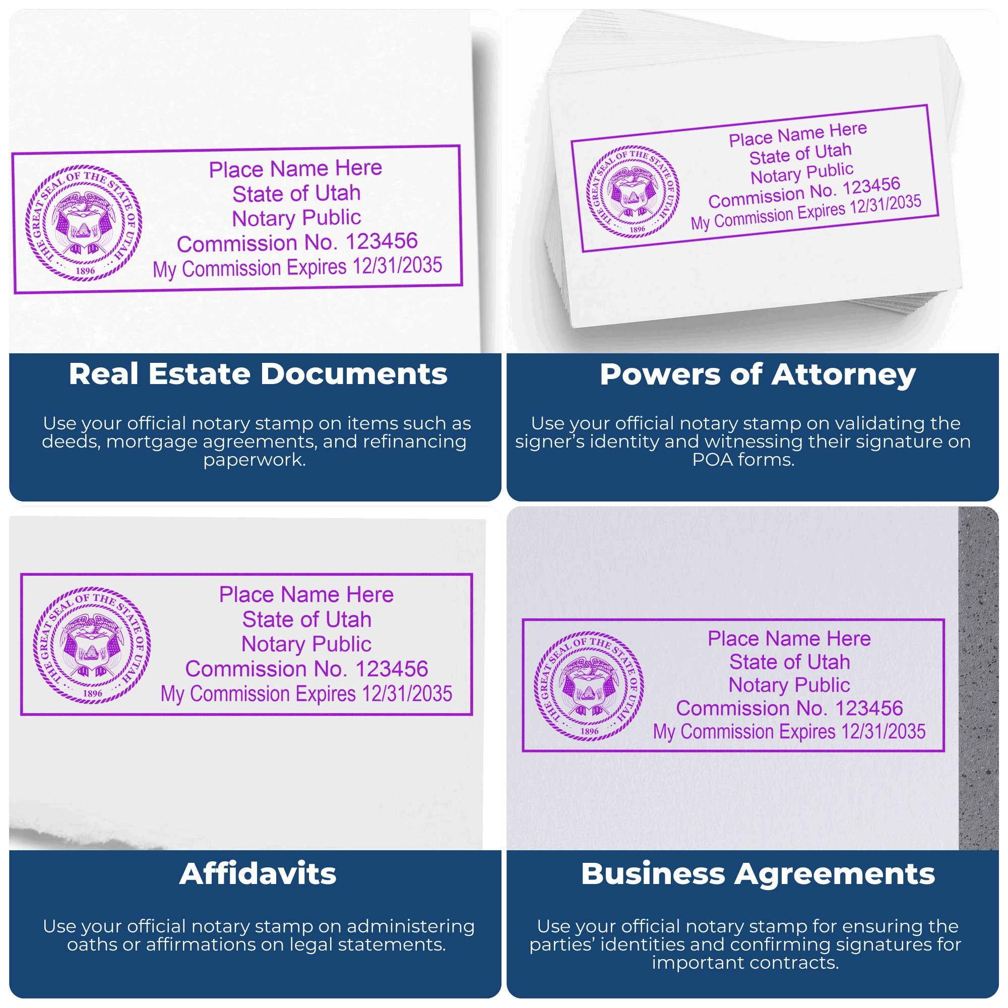 Utah Notary Stamp and Utah Notary Seal Bundle Kit with Soft Seal and Rectangular Wood Stamp - Engineer Seal Stamps