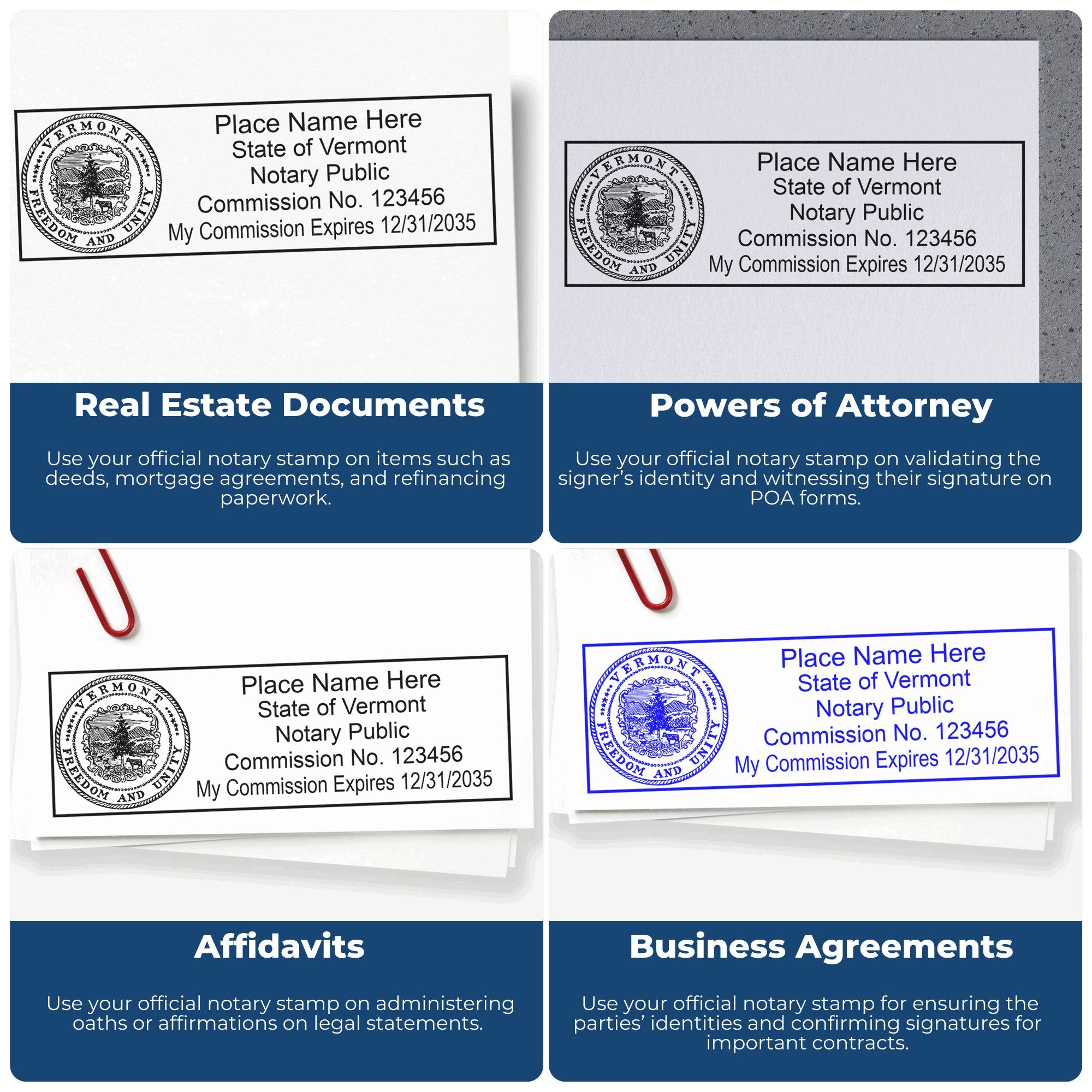 Rectangular PSI Vermont Notary Stamp and Vermont Notary Seal Bundle - Engineer Seal Stamps