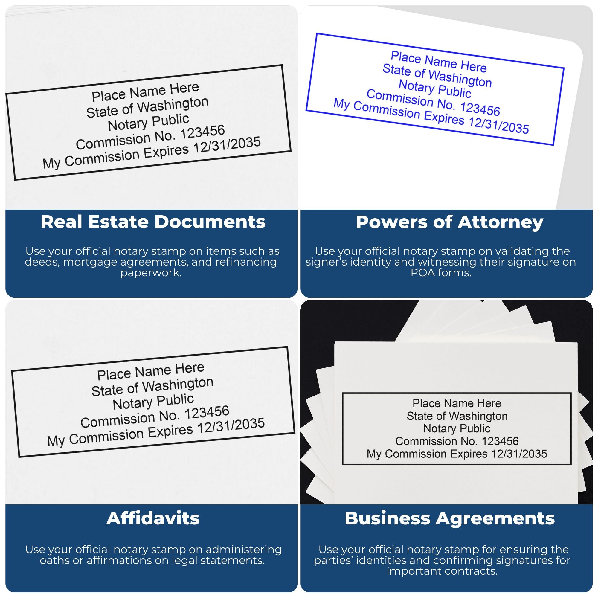 Washington Notary Stamp and Washington Notary Seal Bundle Kit with Soft Seal and Rectangular Wood Stamp - Engineer Seal Stamps