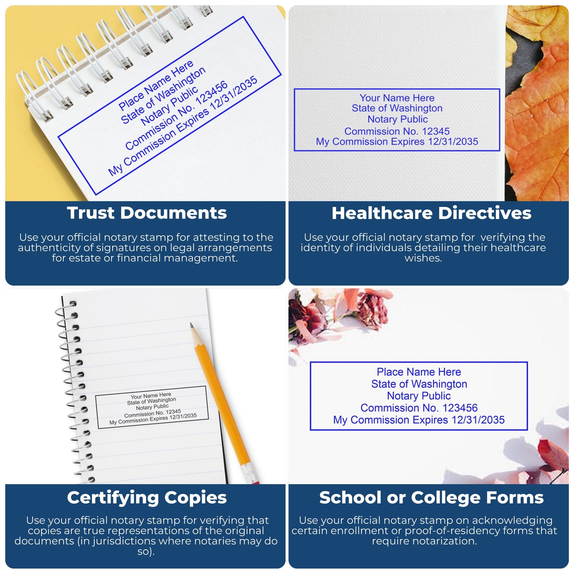 Rectangular Self Inking Washington Notary Stamp and Washington Notary Soft Seal - Engineer Seal Stamps