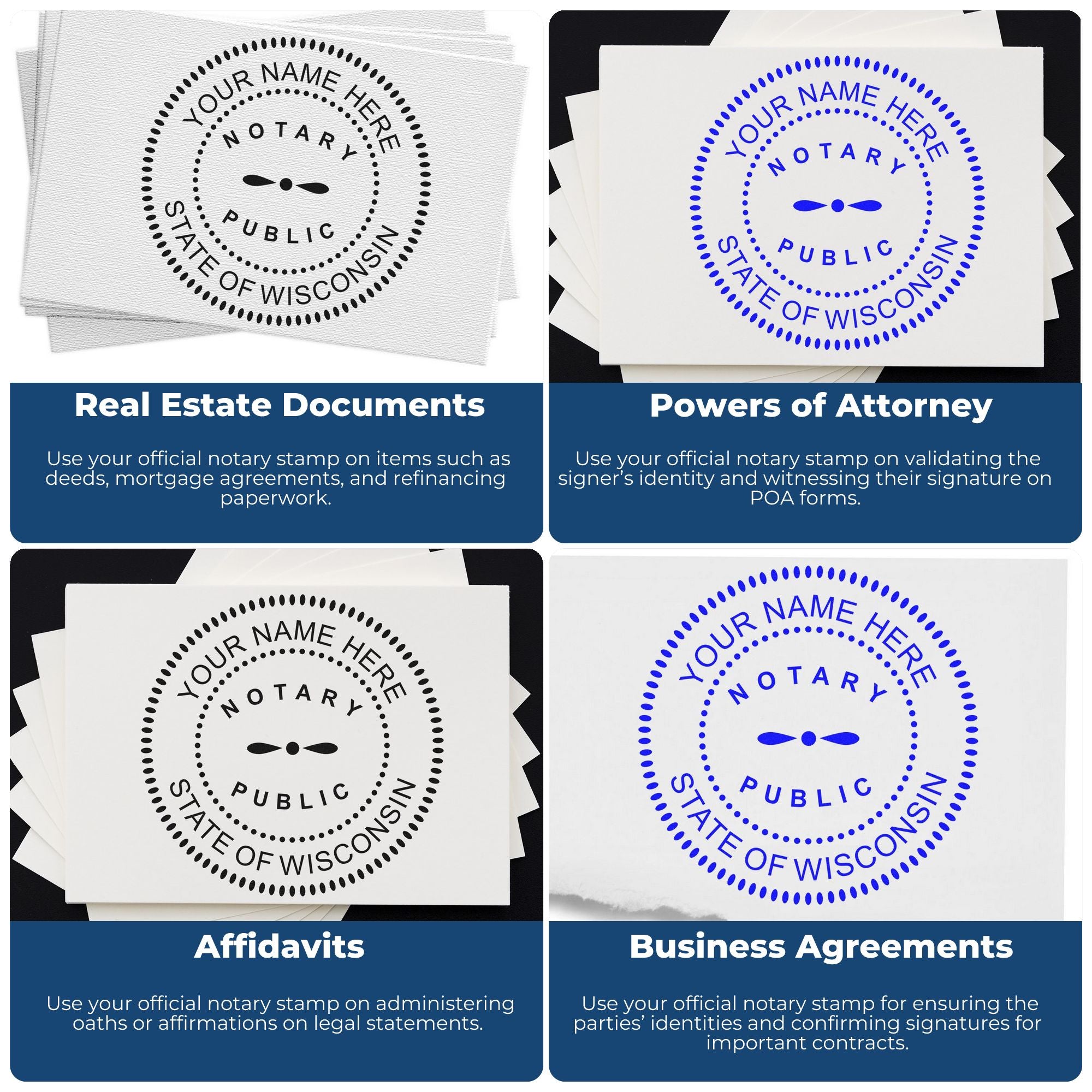 WI Notary Stamp and Seal, Hybrid Seal with Round Self-Inking Notary Stamp - Engineer Seal Stamps