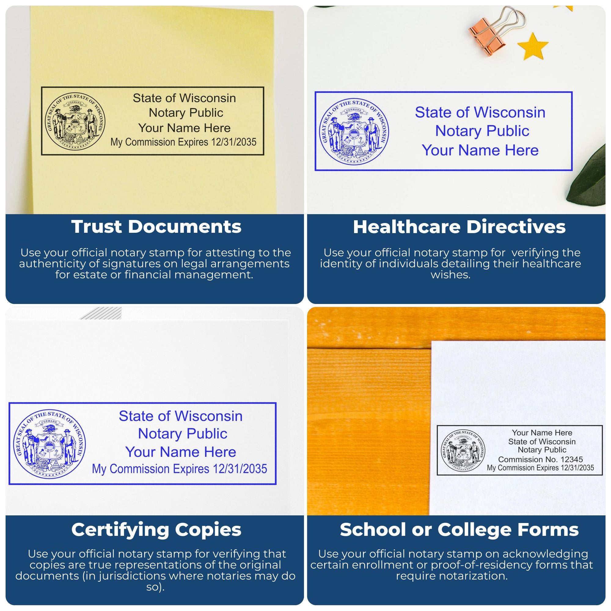 Rectangular Self Inking Wisconsin Notary Stamp and Wisconsin Notary Soft Seal - Engineer Seal Stamps