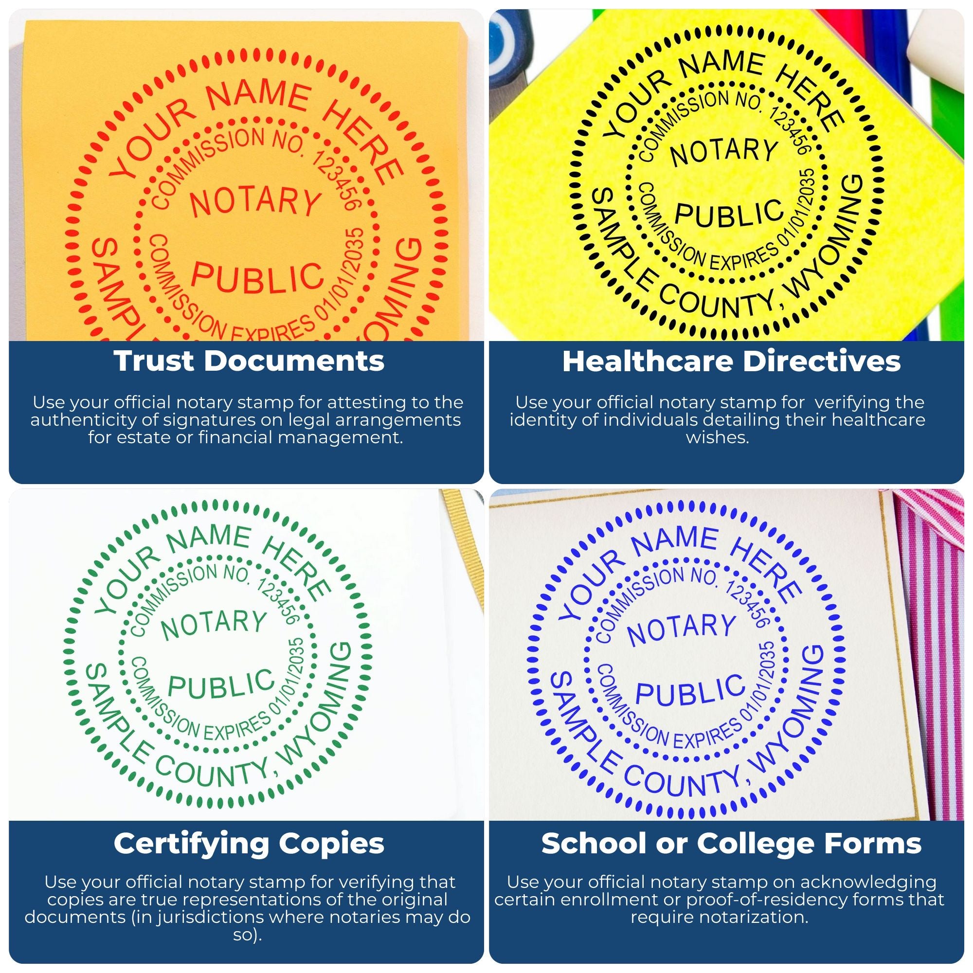 Wyoming Round Notary Kit with Rubber Stamps - Engineer Seal Stamps