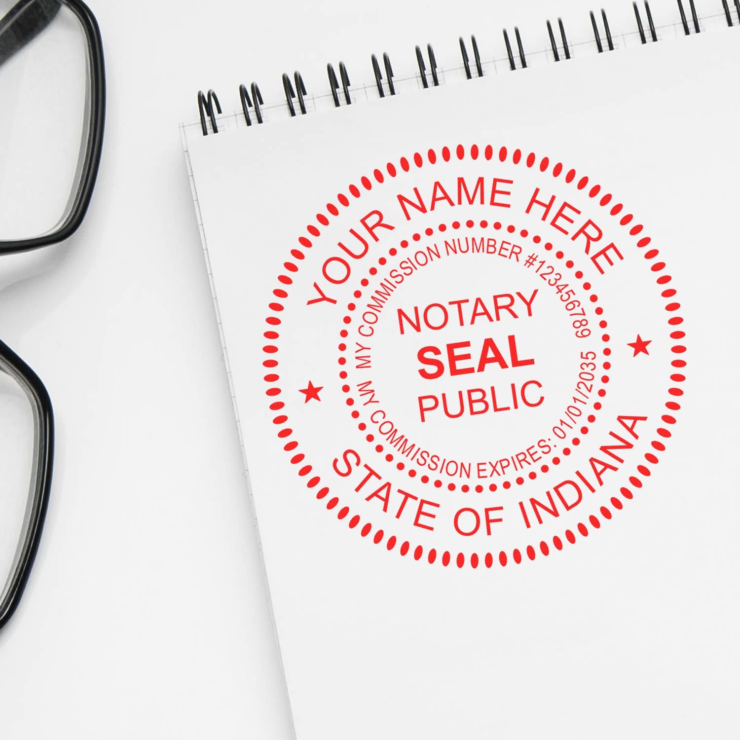 IN Notary Stamp and Seal, Hybrid Seal with Round Self-Inking Notary Stamp - Engineer Seal Stamps