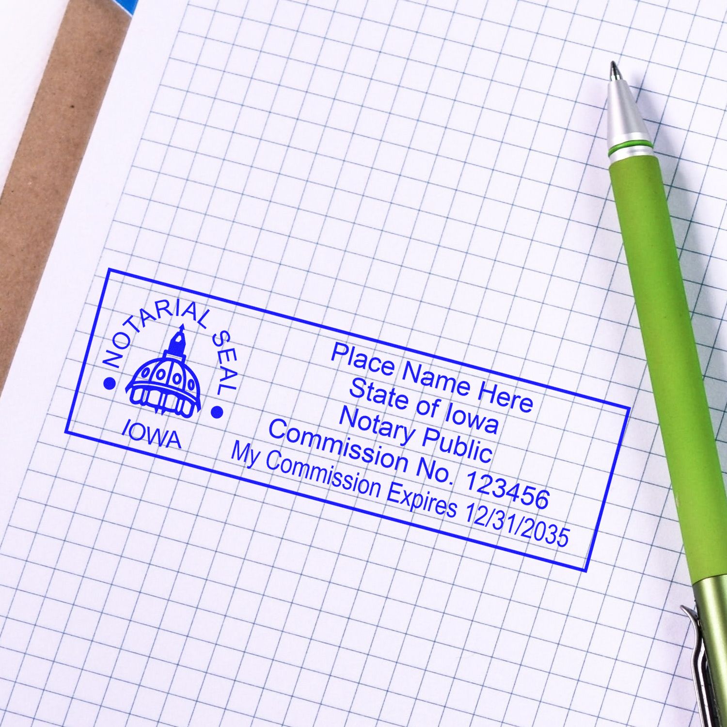 Soft Seal Iowa Notary Embossing Seal with Rectangular MaxLight Rectangular MaxLight Notary Stamp Kit - Engineer Seal Stamps