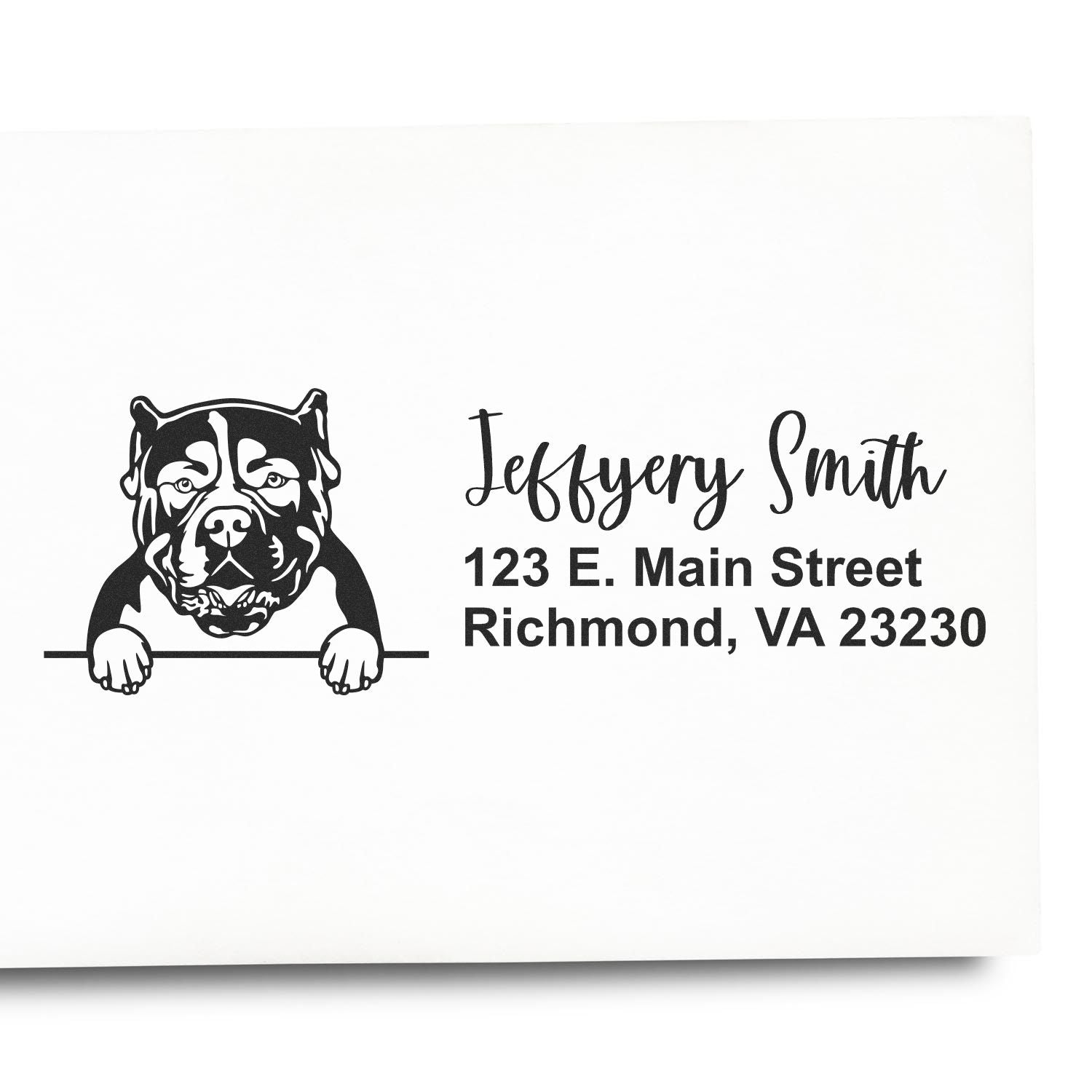 Peeking American Bulldog Name and Address Rubber Stamp - Engineer Seal Stamps