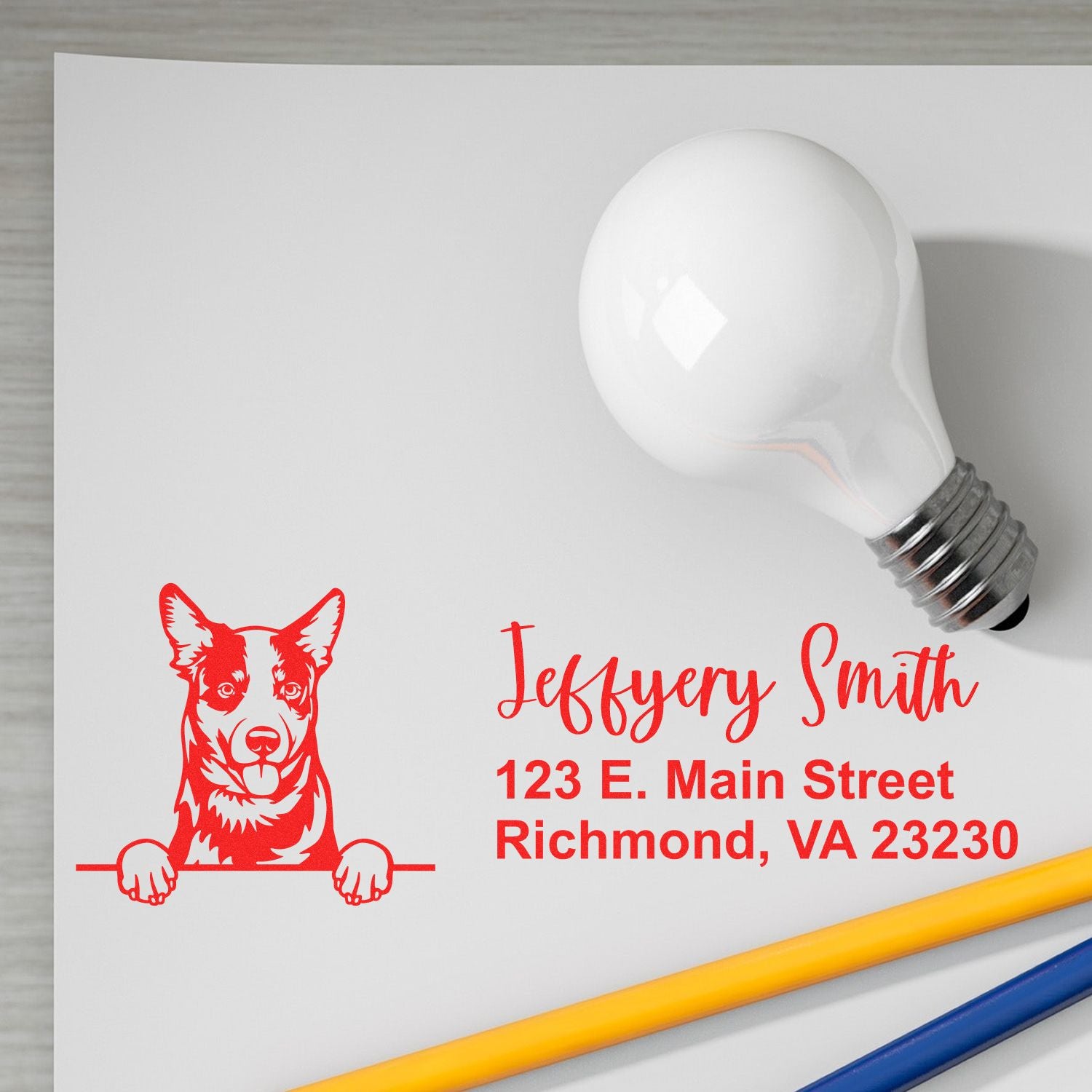 Peeking Australian Cattle Name and Address Rubber Stamp - Engineer Seal Stamps