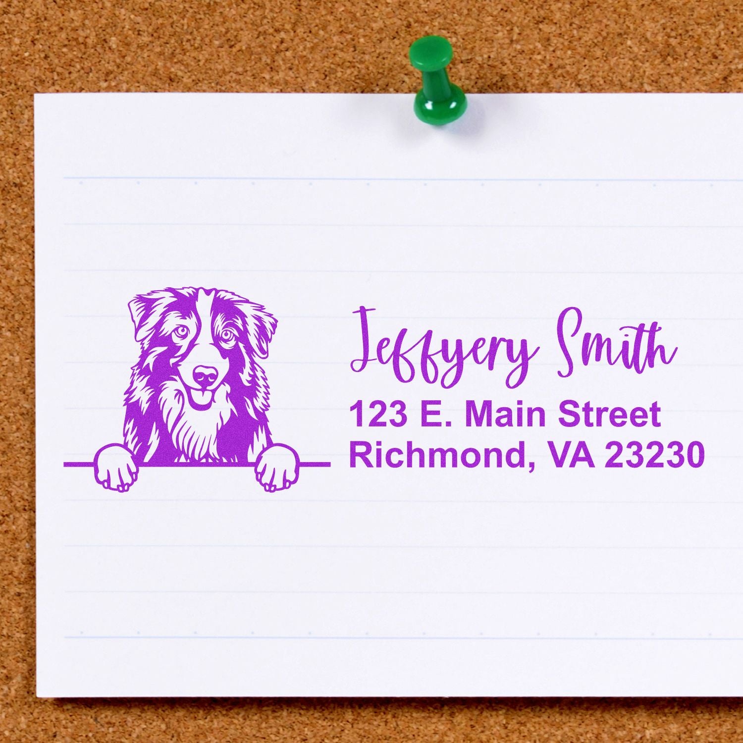 Pre-Inked Australian Shepherd Dog Personalized Address Stamp - Engineer Seal Stamps