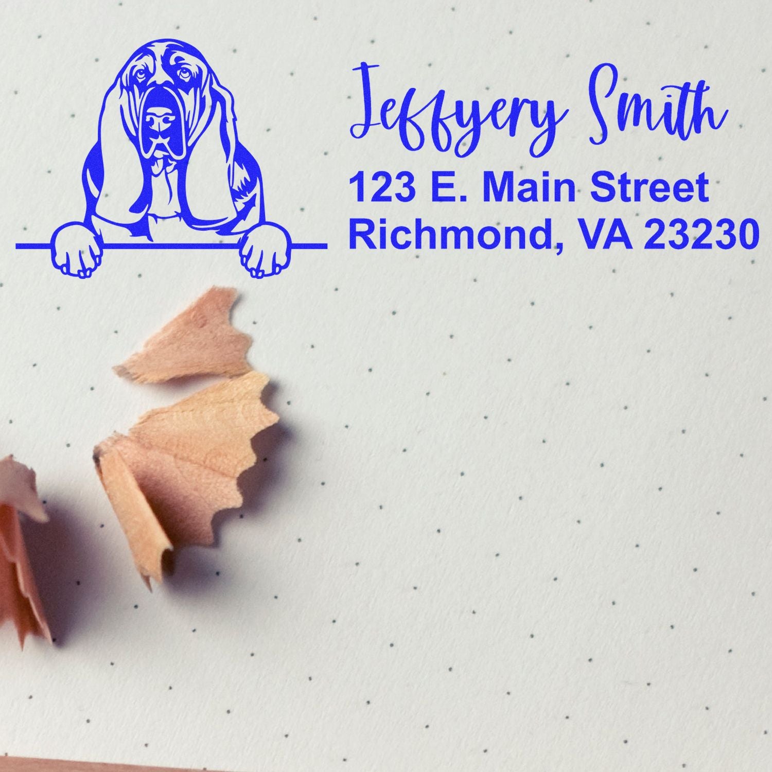 Pre-Inked Basset Hound Dog Personalized Address Stamp - Engineer Seal Stamps
