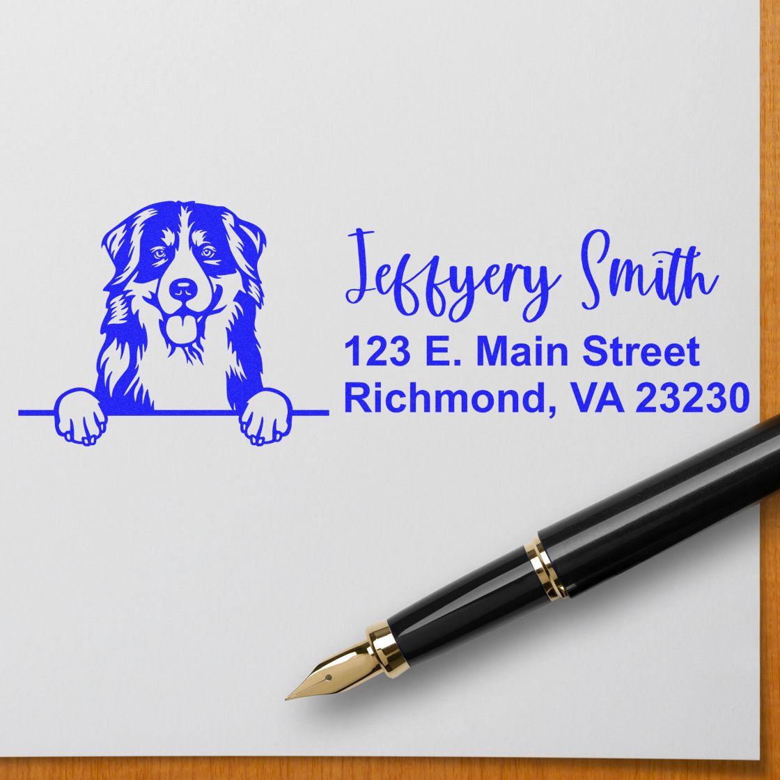 Pre-Inked Bernese Mountain Dog Dog Personalized Address Stamp - Engineer Seal Stamps