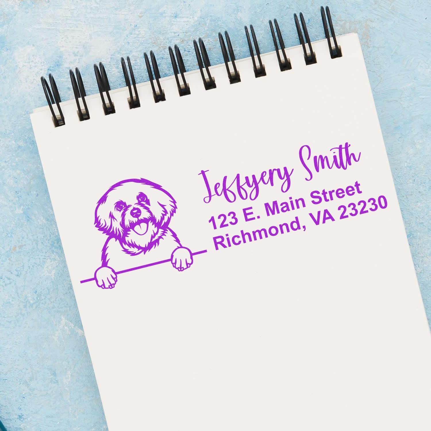 Pre-Inked Bichon Frise Dog Personalized Address Stamp - Engineer Seal Stamps