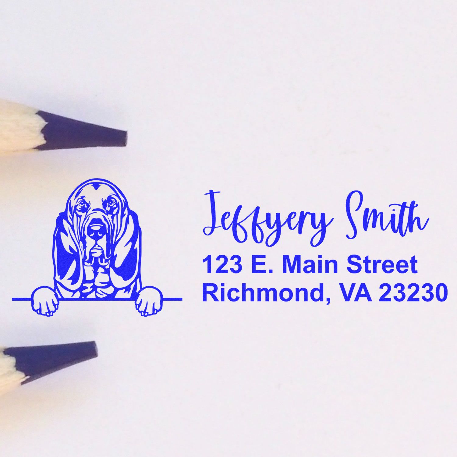 Peeking Bloodhounds Name and Address Rubber Stamp - Engineer Seal Stamps
