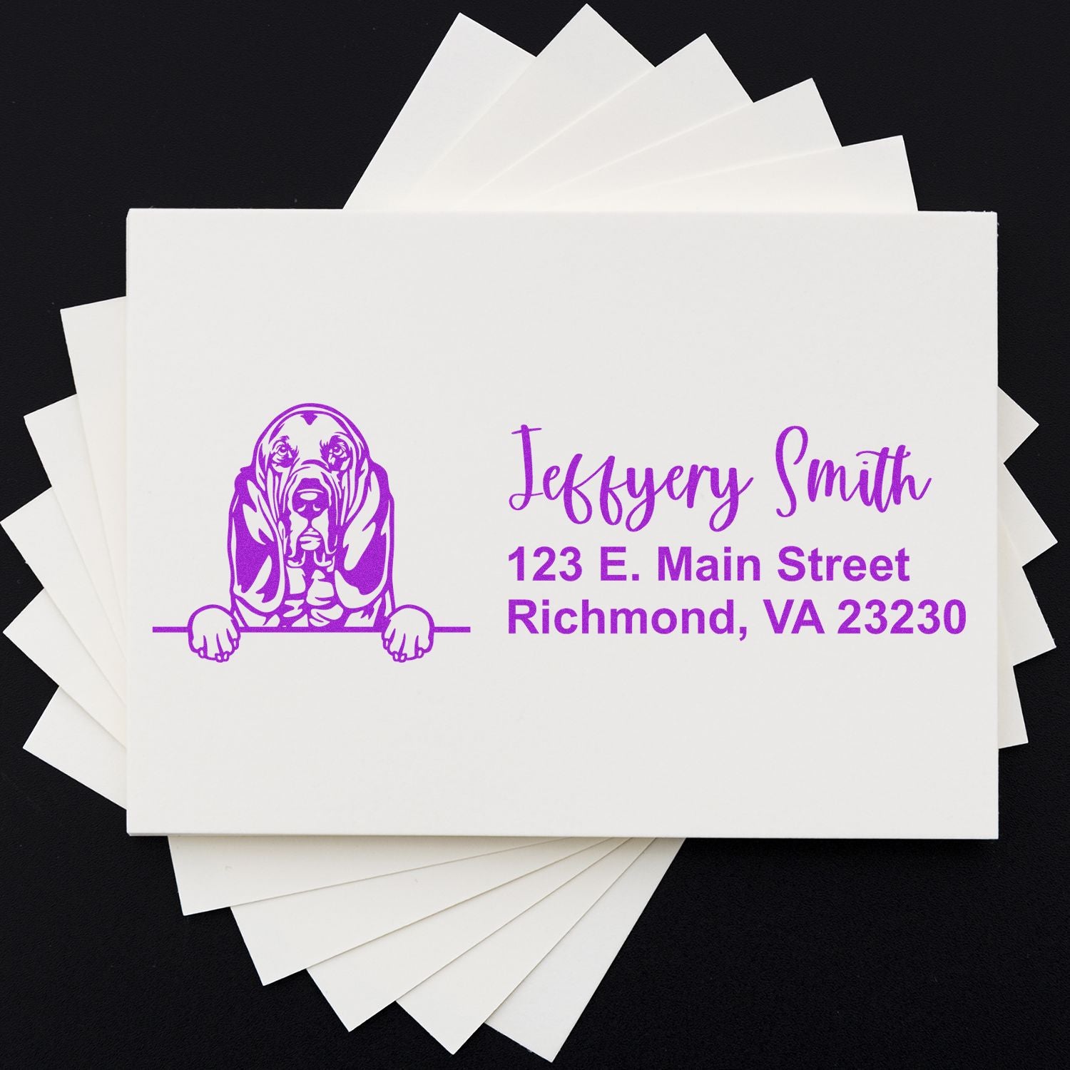 Peeking Bloodhounds Name and Address Rubber Stamp - Engineer Seal Stamps
