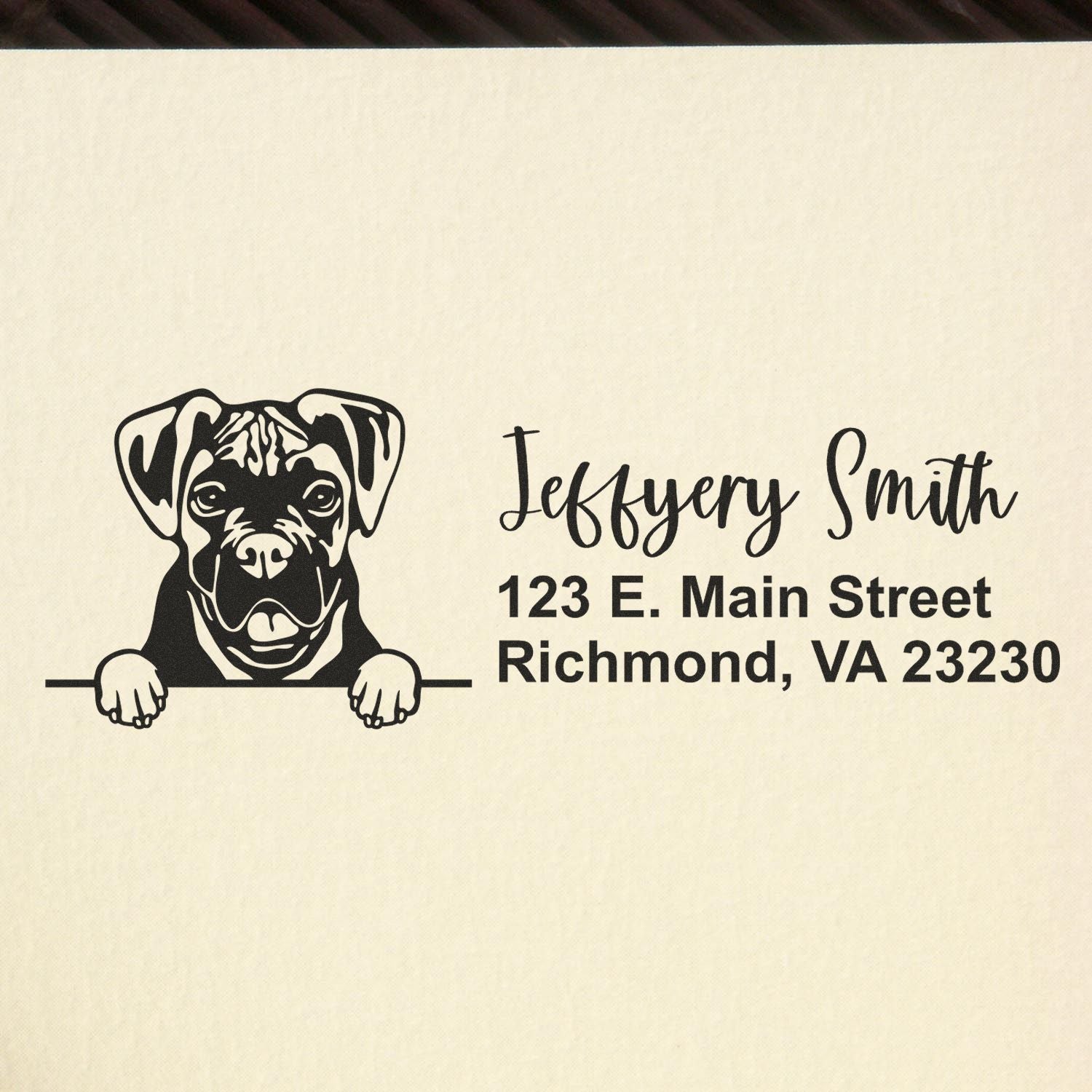 Pre-Inked Boxer Dog Personalized Address Stamp - Engineer Seal Stamps