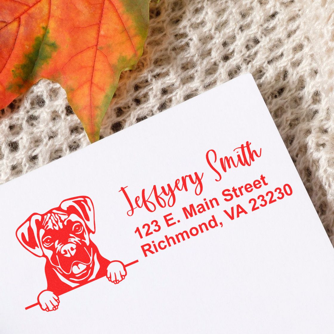 Pre-Inked Boxer Dog Personalized Address Stamp - Engineer Seal Stamps