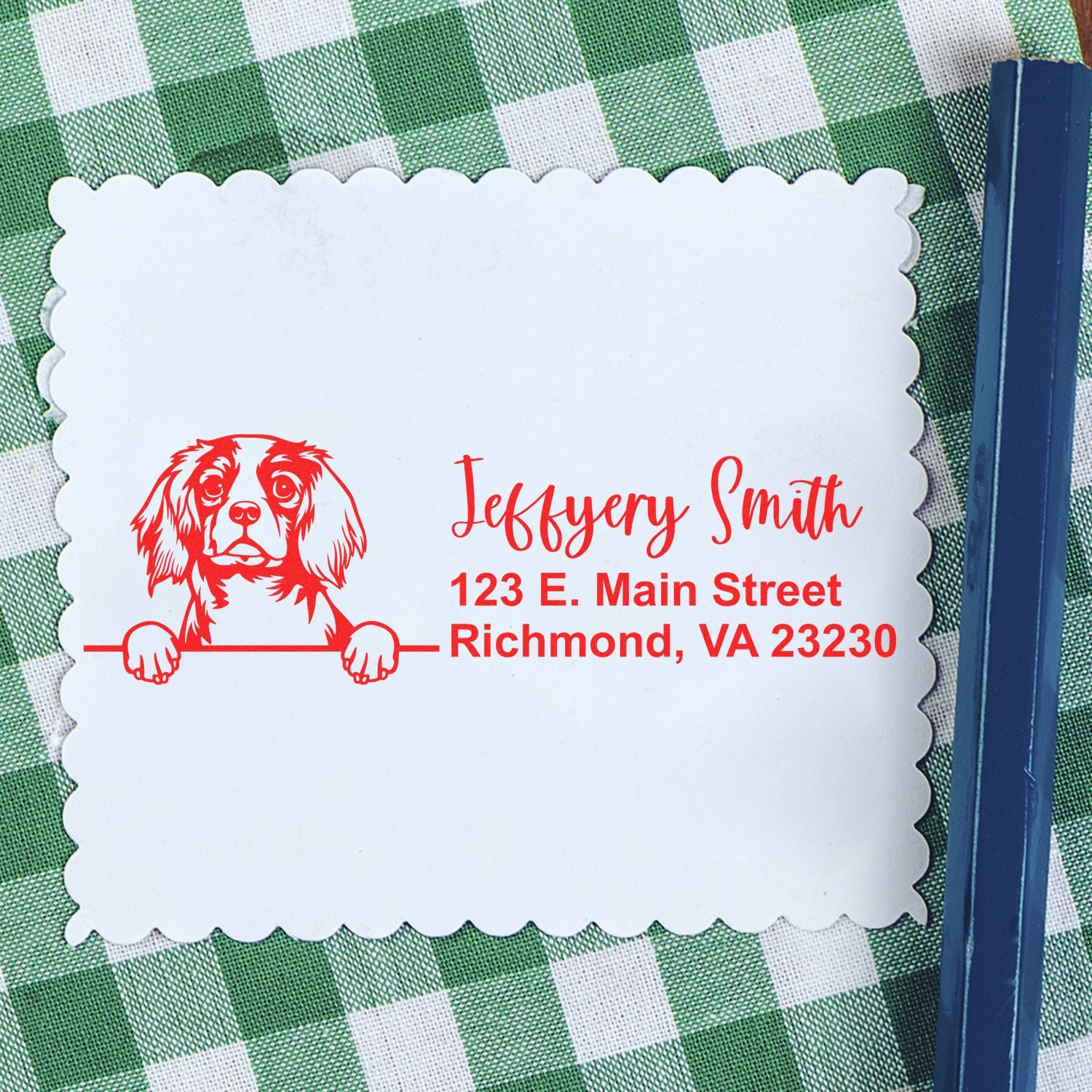 Pre-Inked Cavalier King Charles Spaniel Dog Personalized Address Stamp - Engineer Seal Stamps