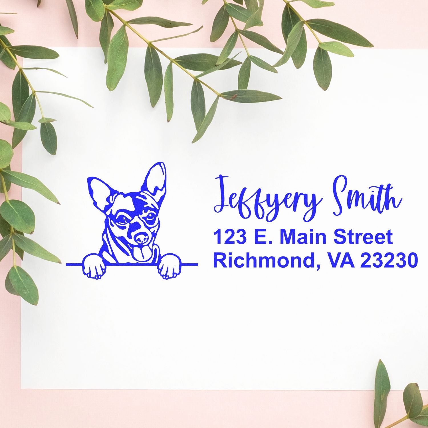 Pre-Inked Chihuahua Dog Personalized Address Stamp - Engineer Seal Stamps