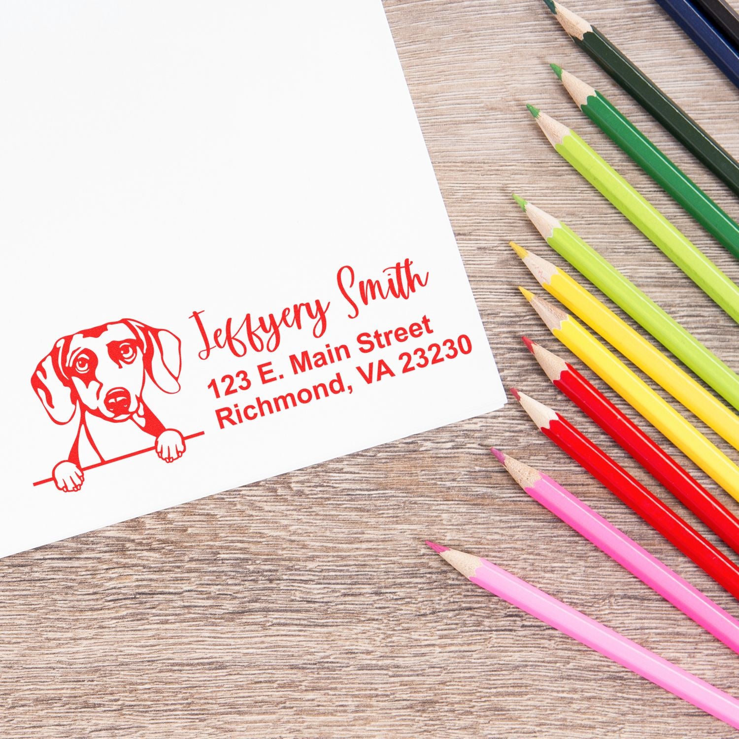 Pre-Inked Daschound Dog Personalized Address Stamp - Engineer Seal Stamps